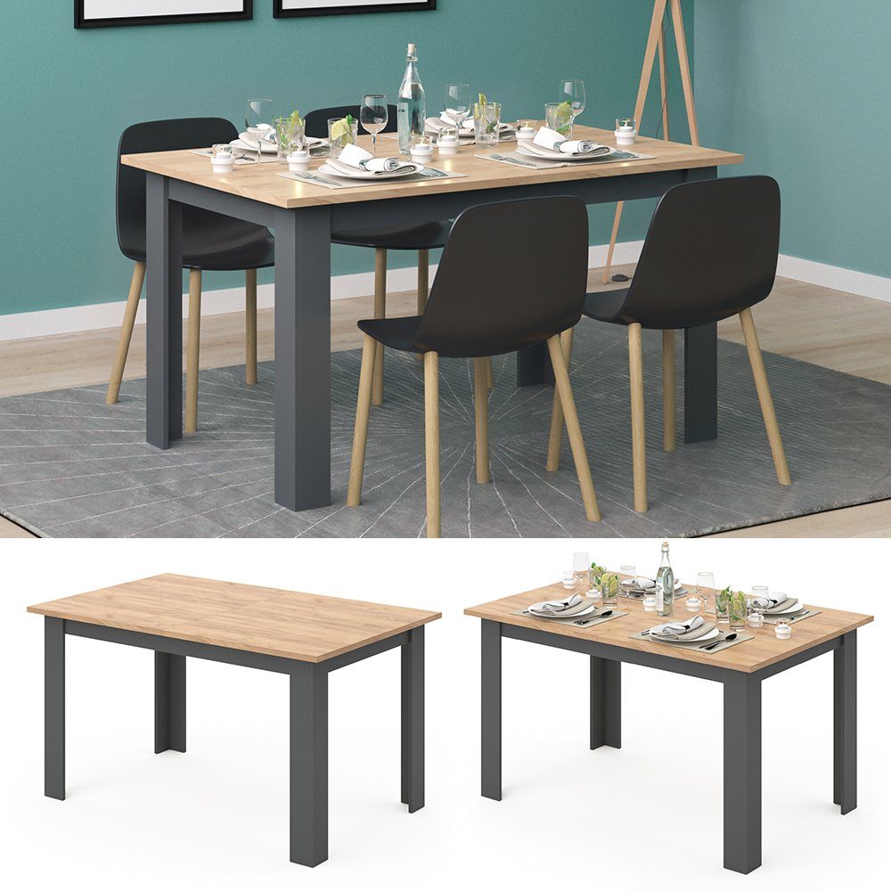 Vicco Esstisch Esszimmertisch Küchentisch KARLOS 140cm Anthrazit / Goldkraft