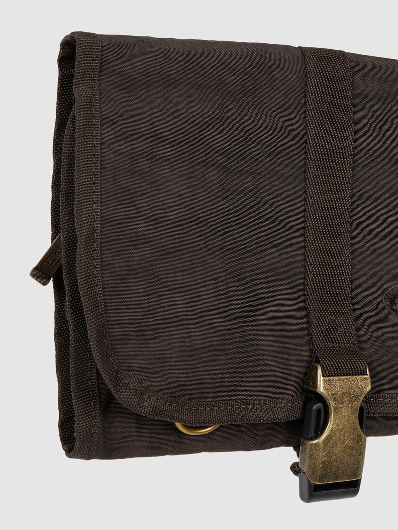 Kulturtasche mit Logo-Stickerei in mittelbraun