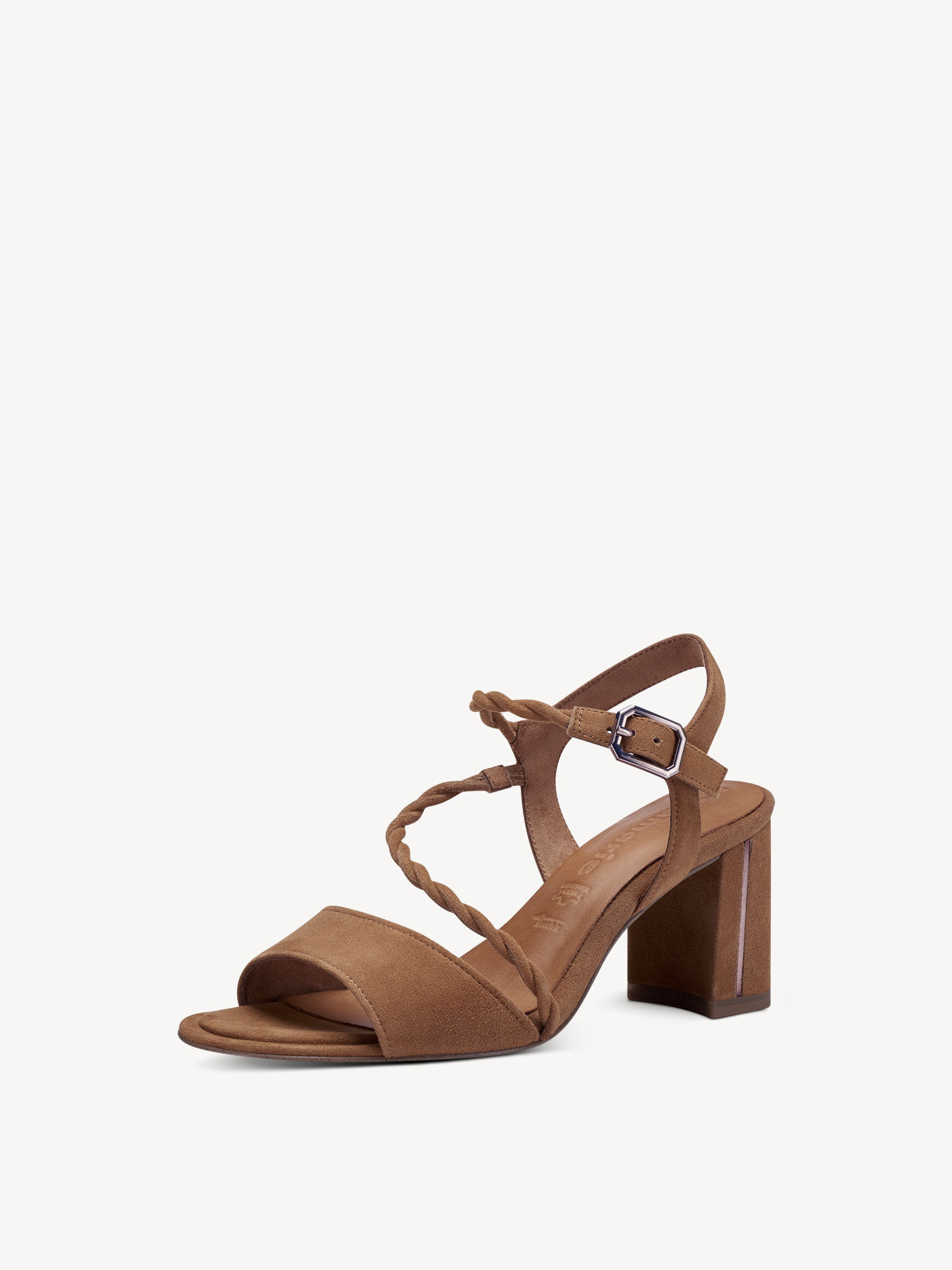 Sandale à talon en cuir - marron