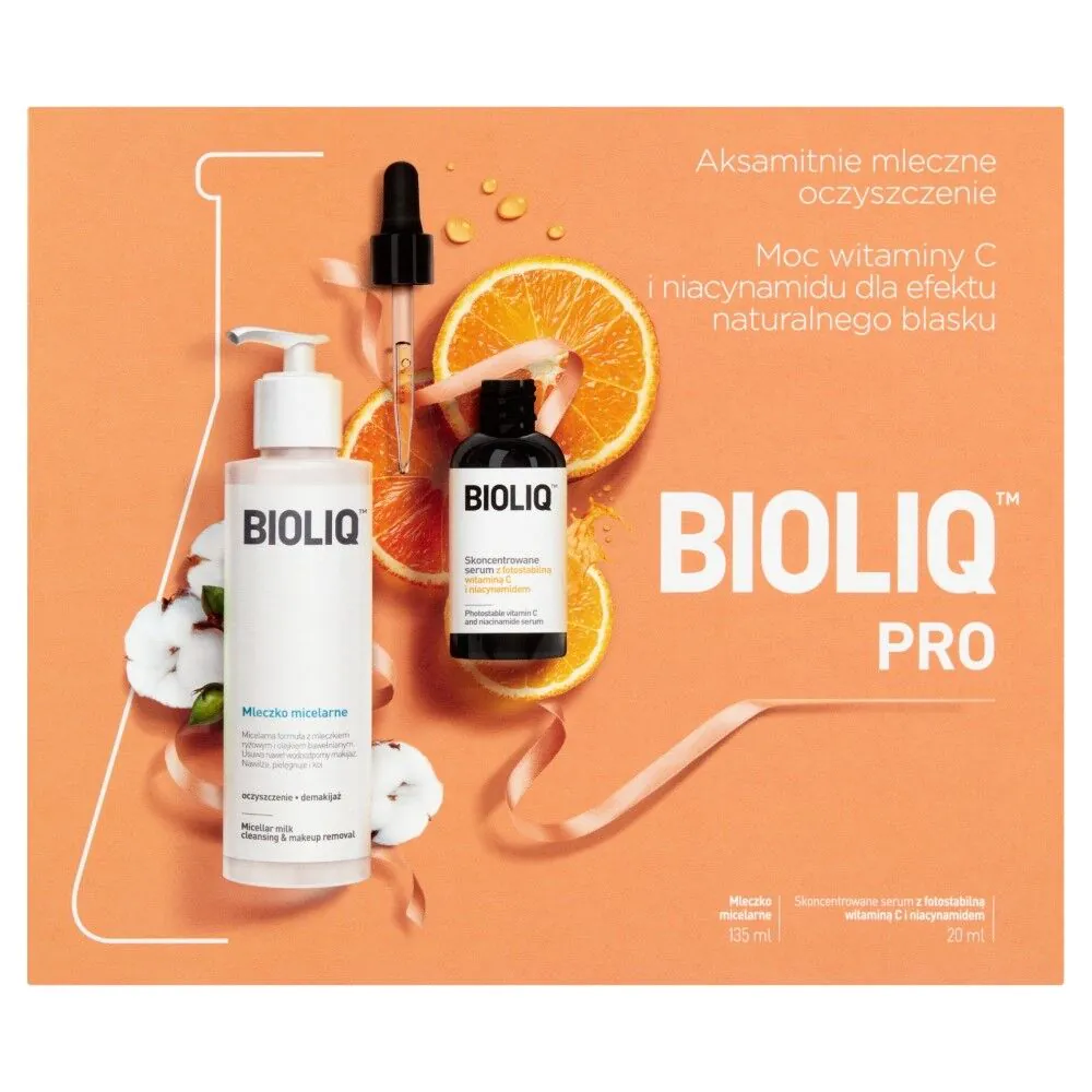 „Bioliq Pro Serum“ kosmetikos rinkinys su vitaminu C ir niacinamidu bei miceliniu pieneliu