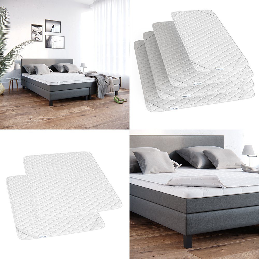 Matratzenschutzbezug Topper Matratzenschoner Auflage 160x200 weiß Mikrofaser VitaliSpa®