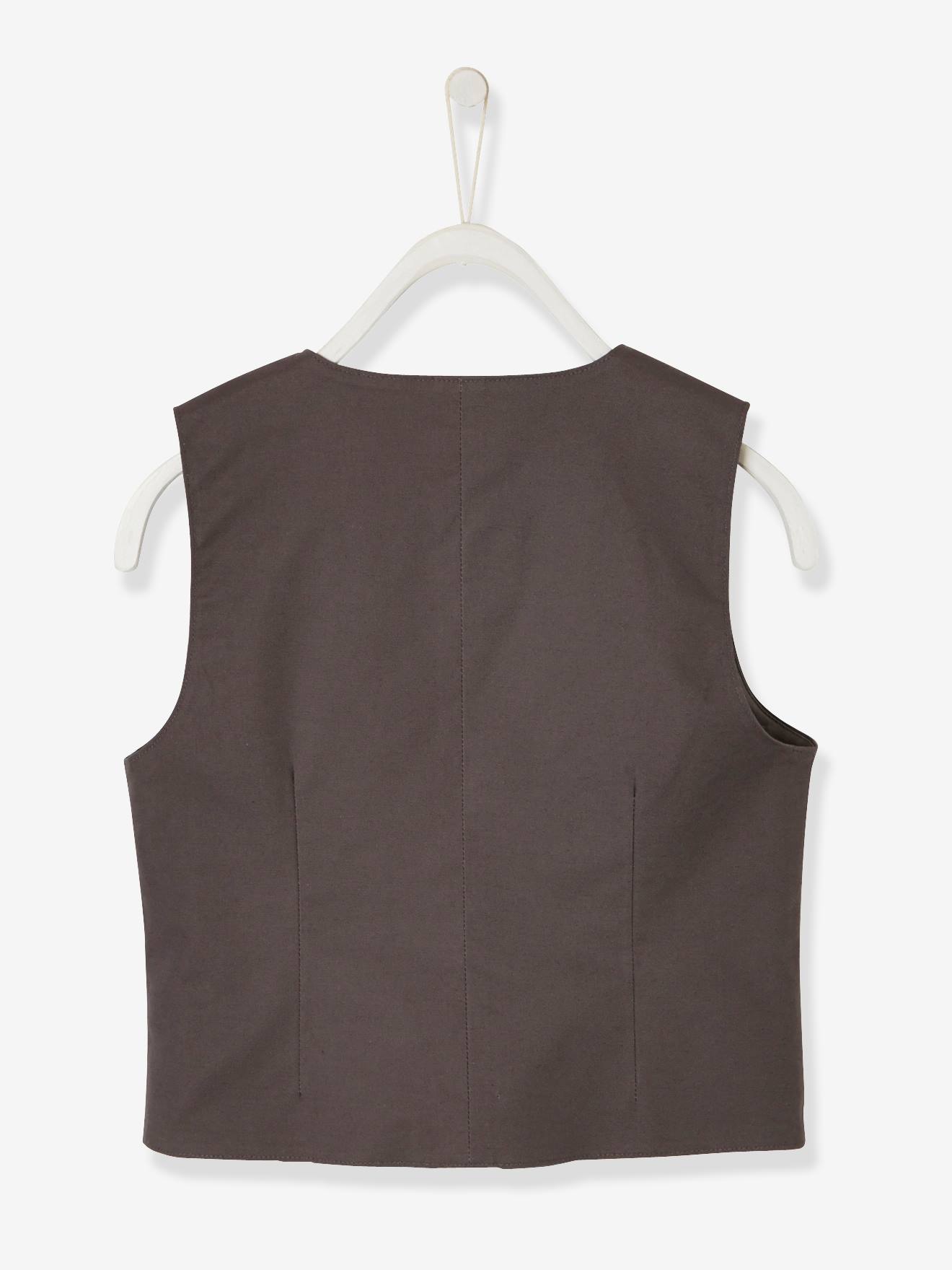 Veste sans manches de cérémonie garçon coton/lin anthracite