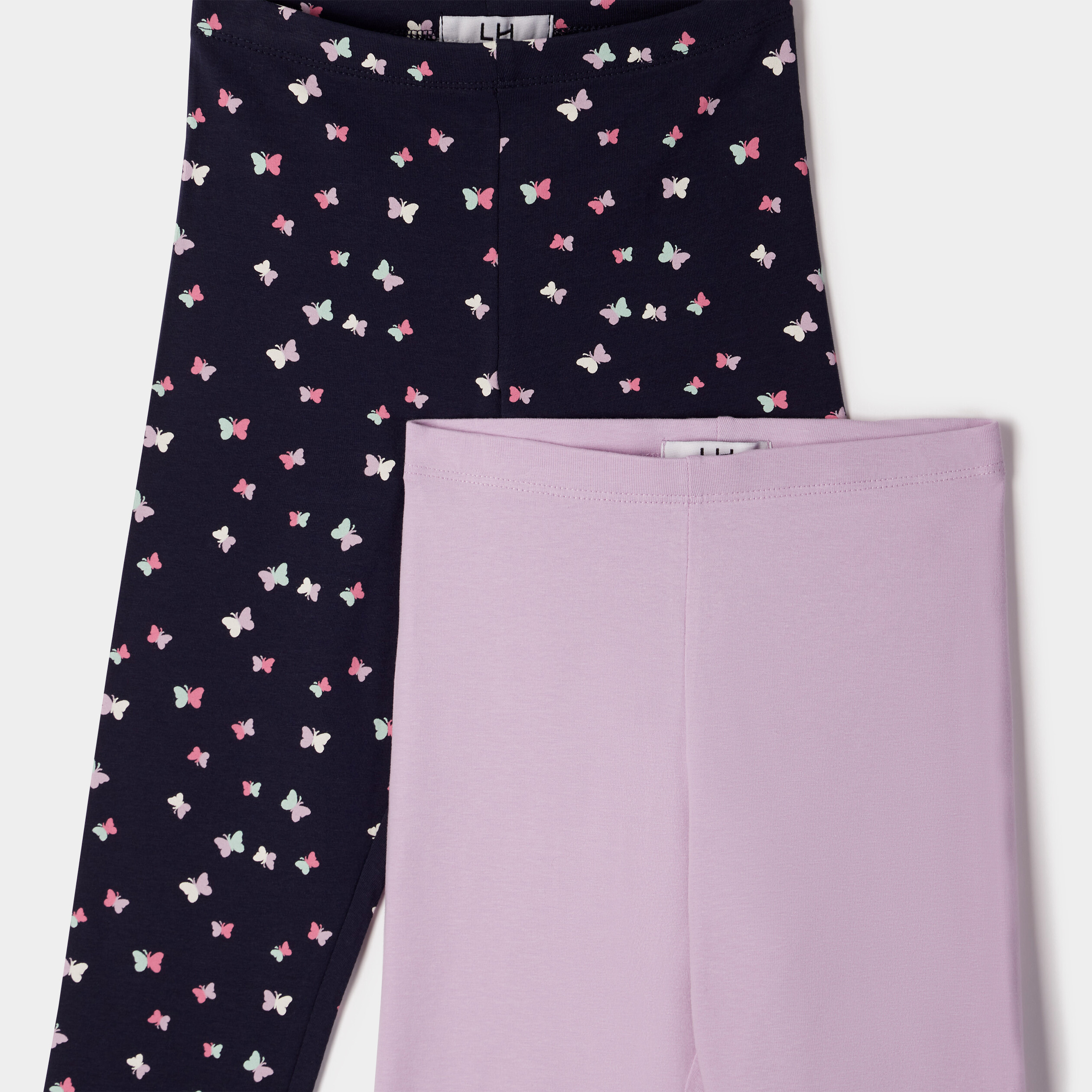 Lot 2 leggings élastiqués 7 8ème bleu marine fille | La Halle