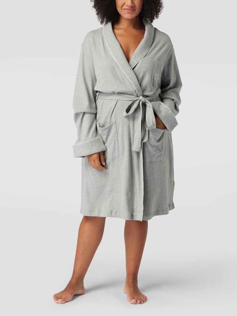 Bademantel mit Label-Stitching in mittelgrau