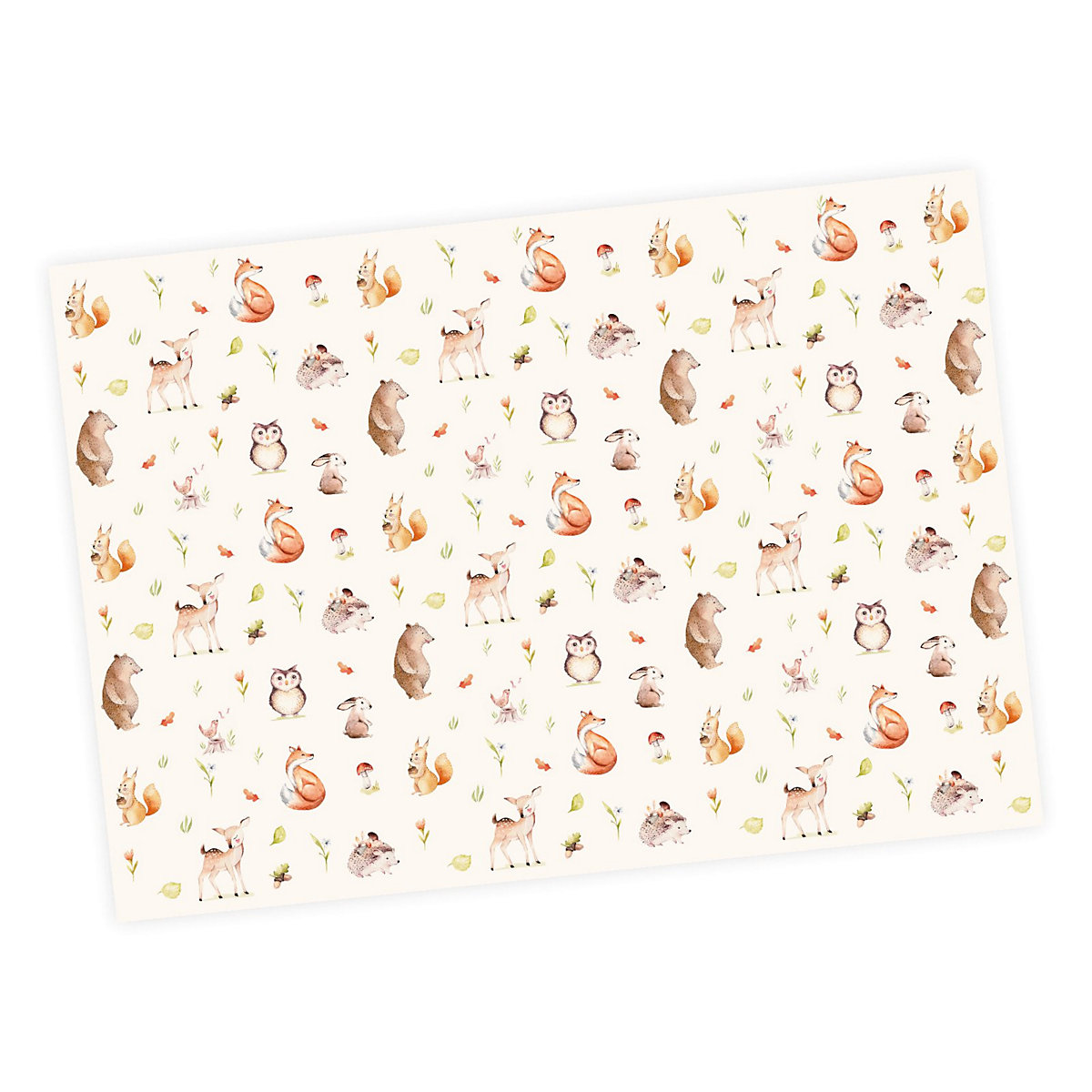 Geschenkpapier 5 Bögen Waldtiere pastell – 1,60€/qm Größe: - 84,1 x 59,4 cm Geschenkpapier