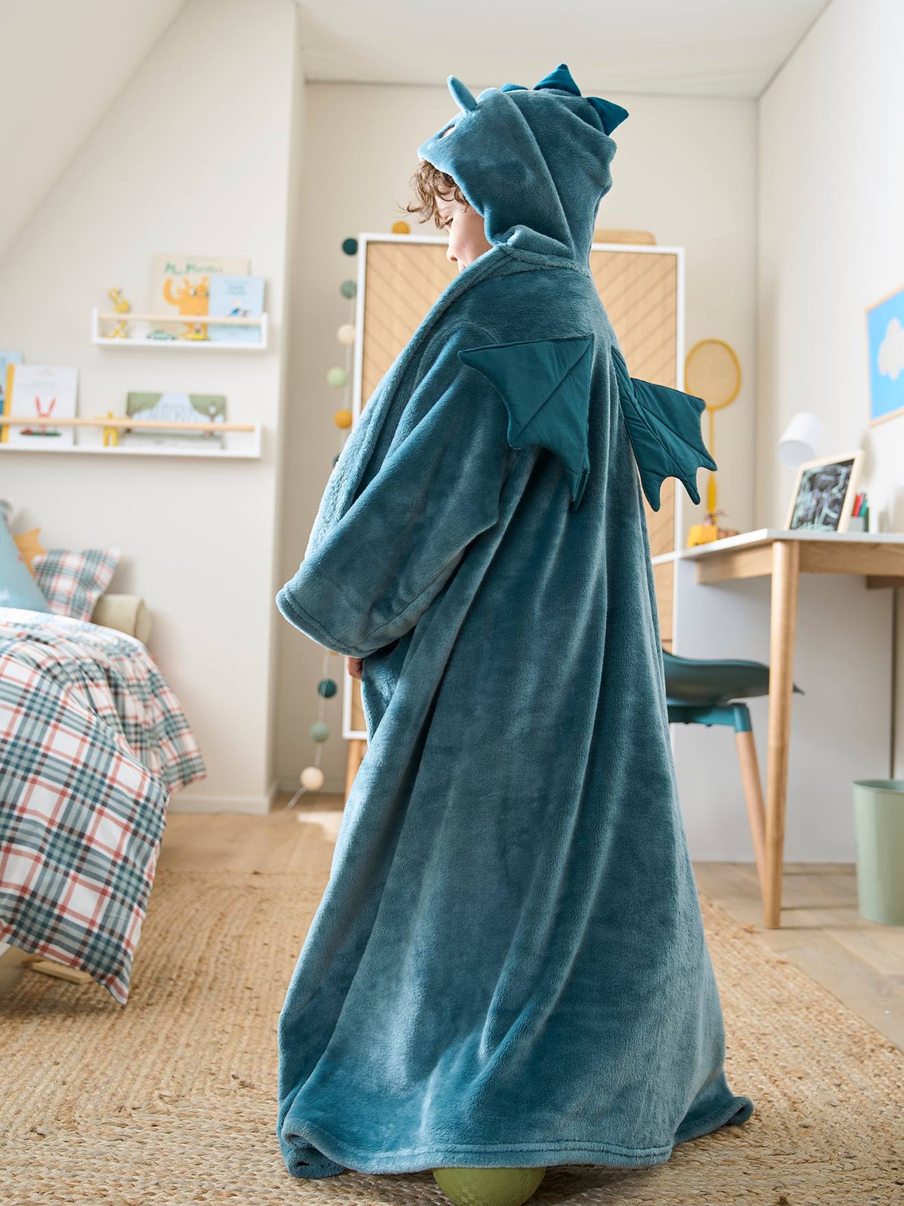 Vertbaudet Kinder & Eltern Decke mit Kapuze und Ärmeln - altrosa reh