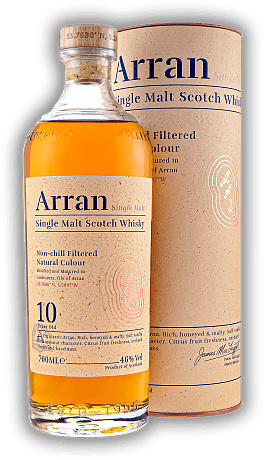 Arran 10 Years Non Chill Filtered Arran 10 Years Non Chill Filtered Dieser Arran gleitet wie goldener Sirup über die Zunge. Alter 10 J. - 0,7	 Liter - Vol 46%