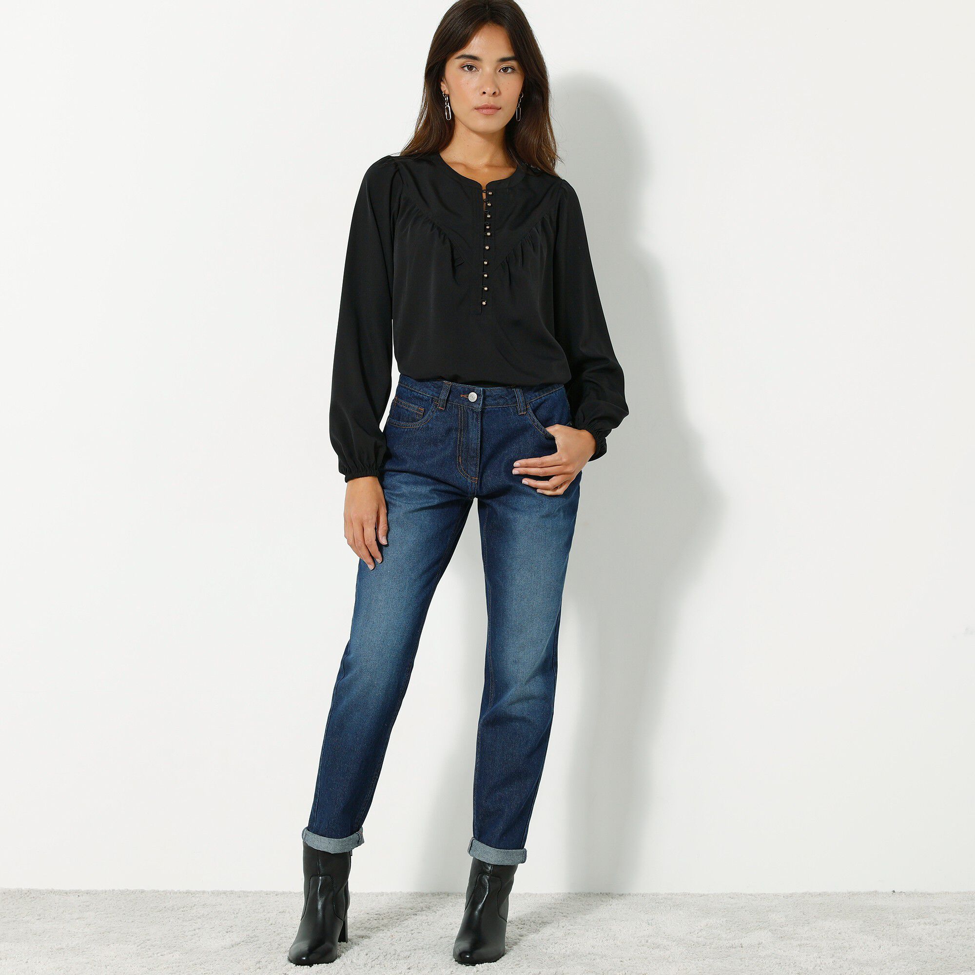 Jean coupe mom en coton