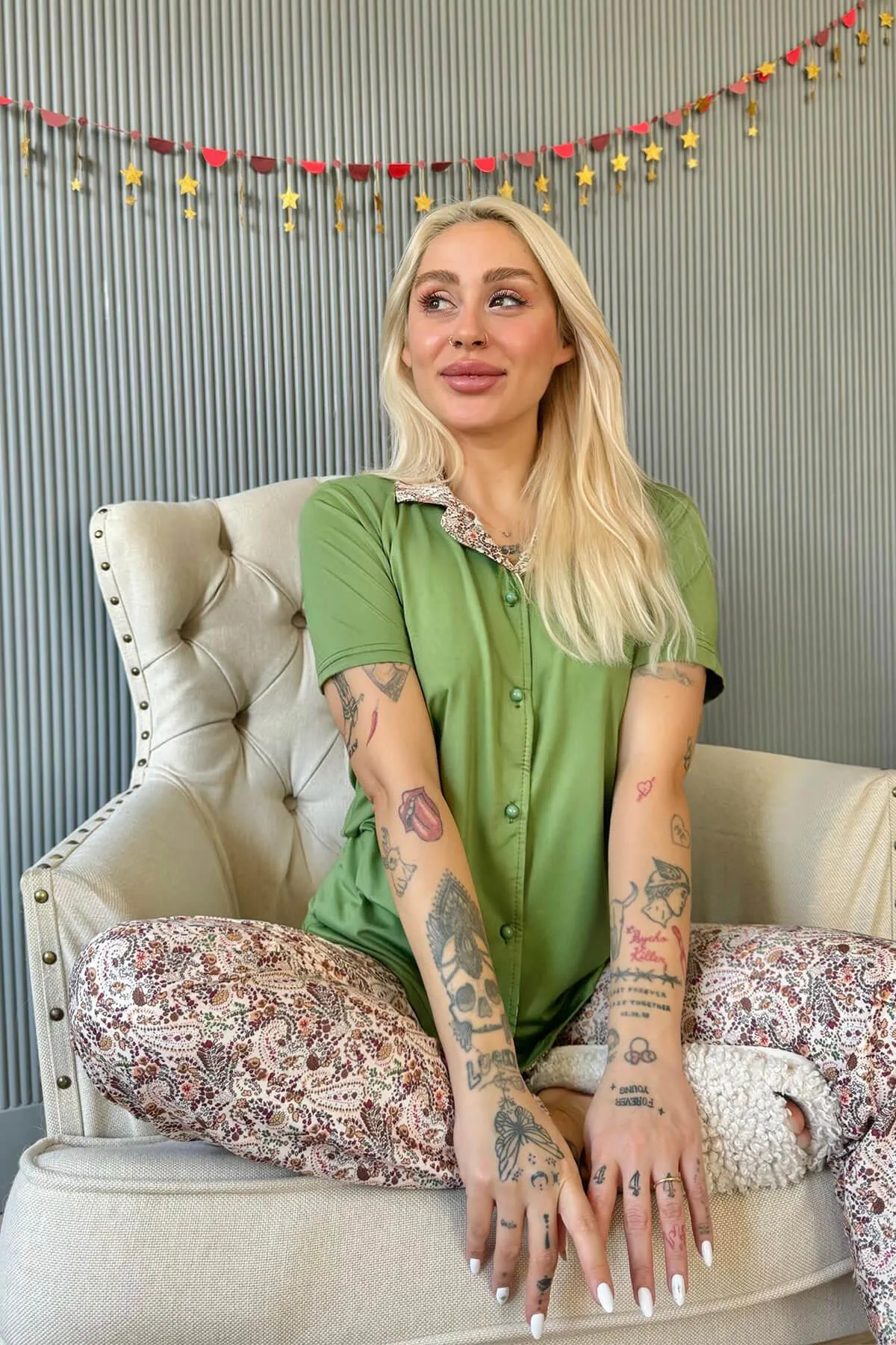 Pijamaevi  Pyjama set - Grün - Unifarben