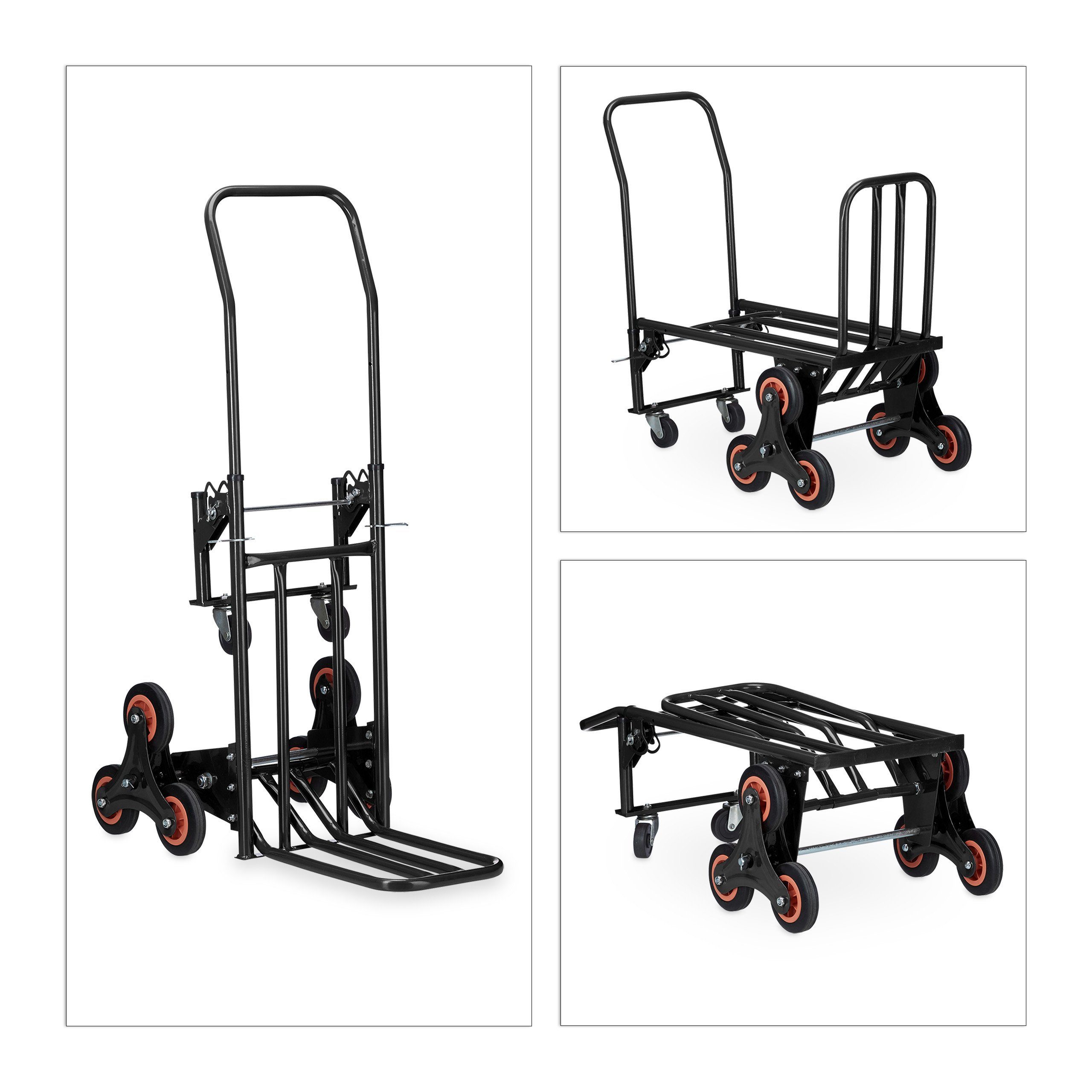 relaxdays Treppensackkarre Sackkarre Treppensteiger schwarz