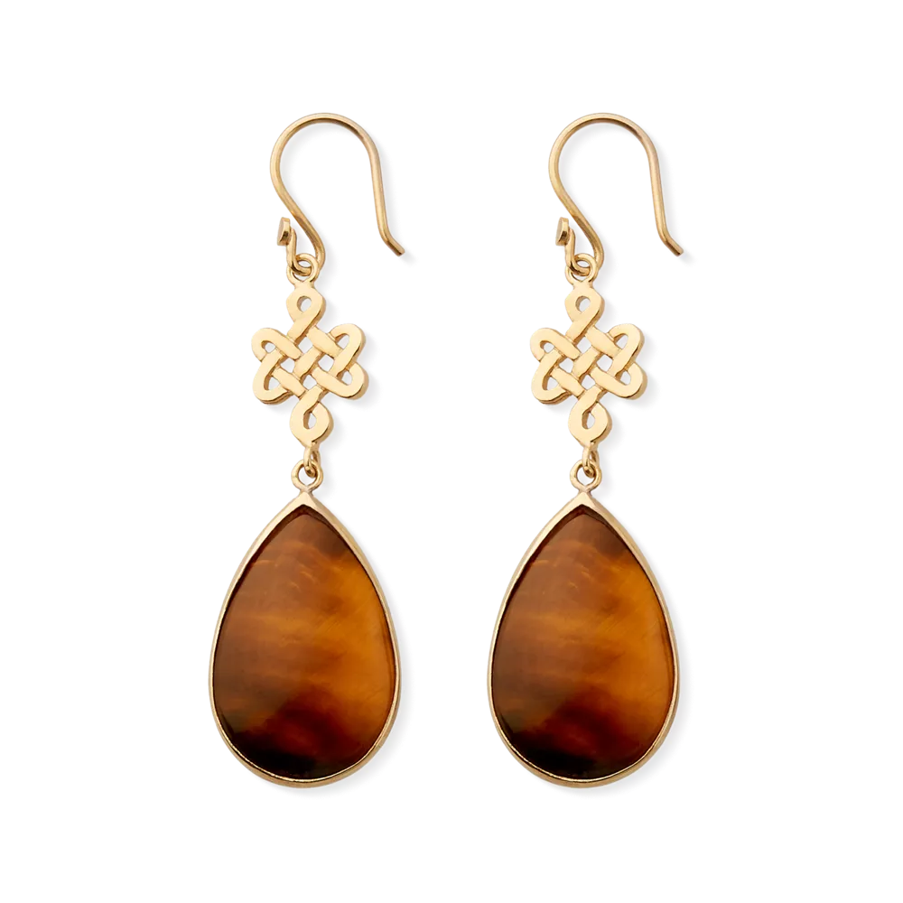 Boucles d'oreilles House of Rituals Infinity en forme de poire, plaquées or et ornées d'une pierre précieuse