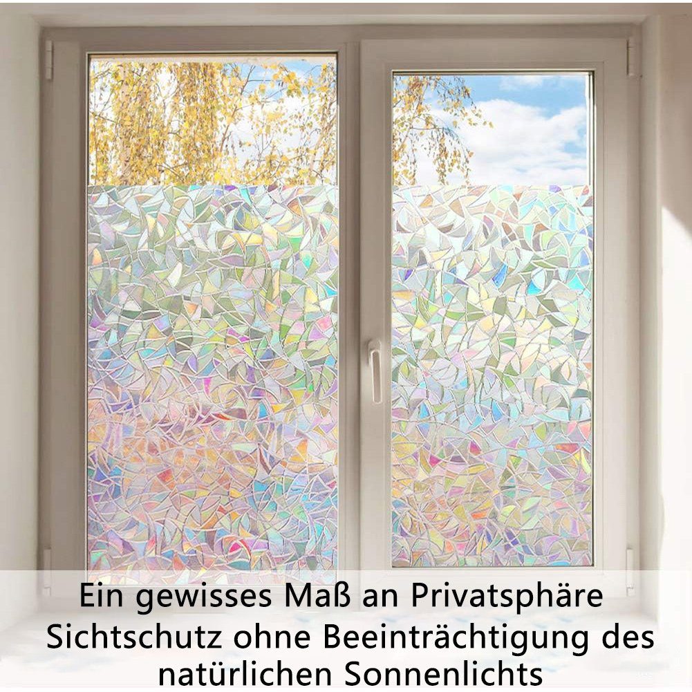 Juoungle Sichtschutzfolie Fenster Sichtschutzfolie statische 3D Aufkleber, Regenbogenfolie