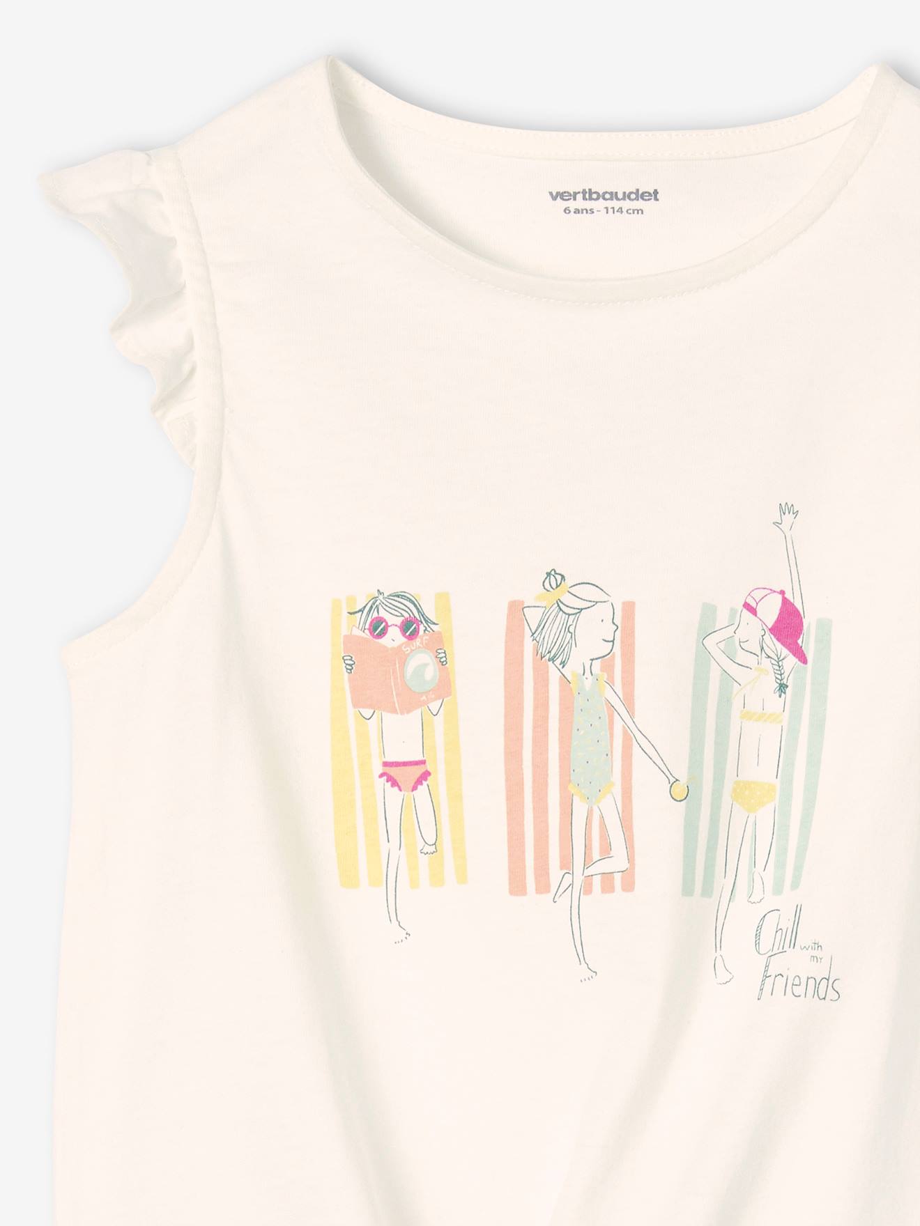 Ensemble T-shirt effet noué et short à volants fille vert d'eau