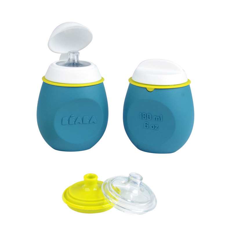 Lot de 2 gourdes Babysqueez bleu Beaba