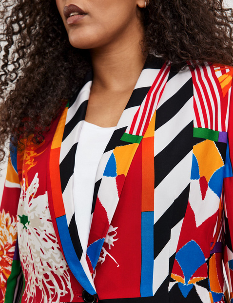 Blazer mit buntem Muster-Mix