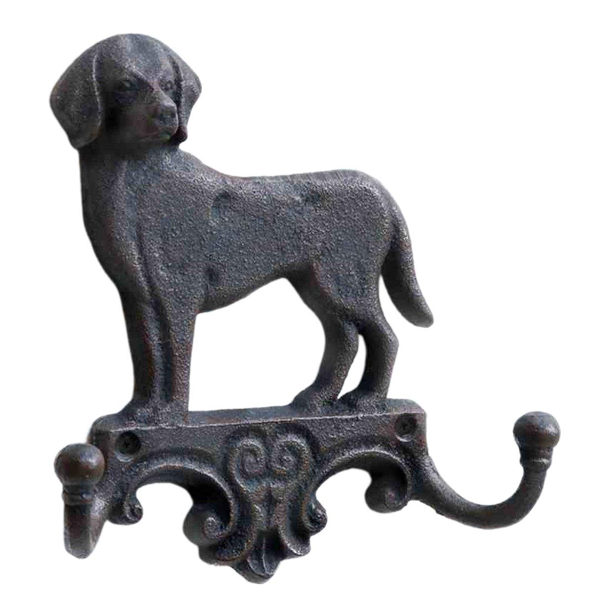 Linoows Wandhaken Haken Leiste Garderobenhaken Kleiderhaken mit Hund, alle Räume, (1-St), Hakenleiste, Schlüselhaken mit zwei Haken und einem Hund