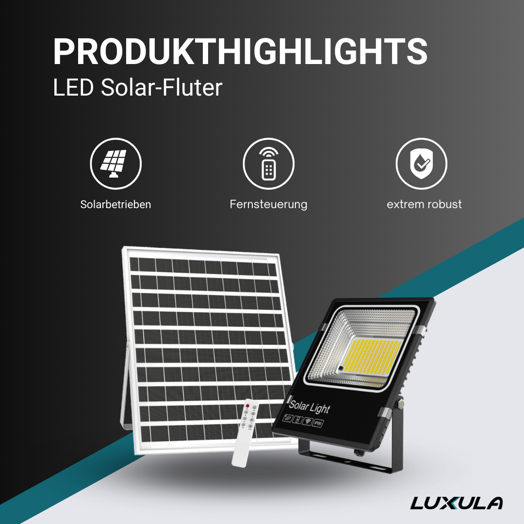LUXULA Solarstrahler, LED-Fluter, Solar mit Akku, 6 W PV