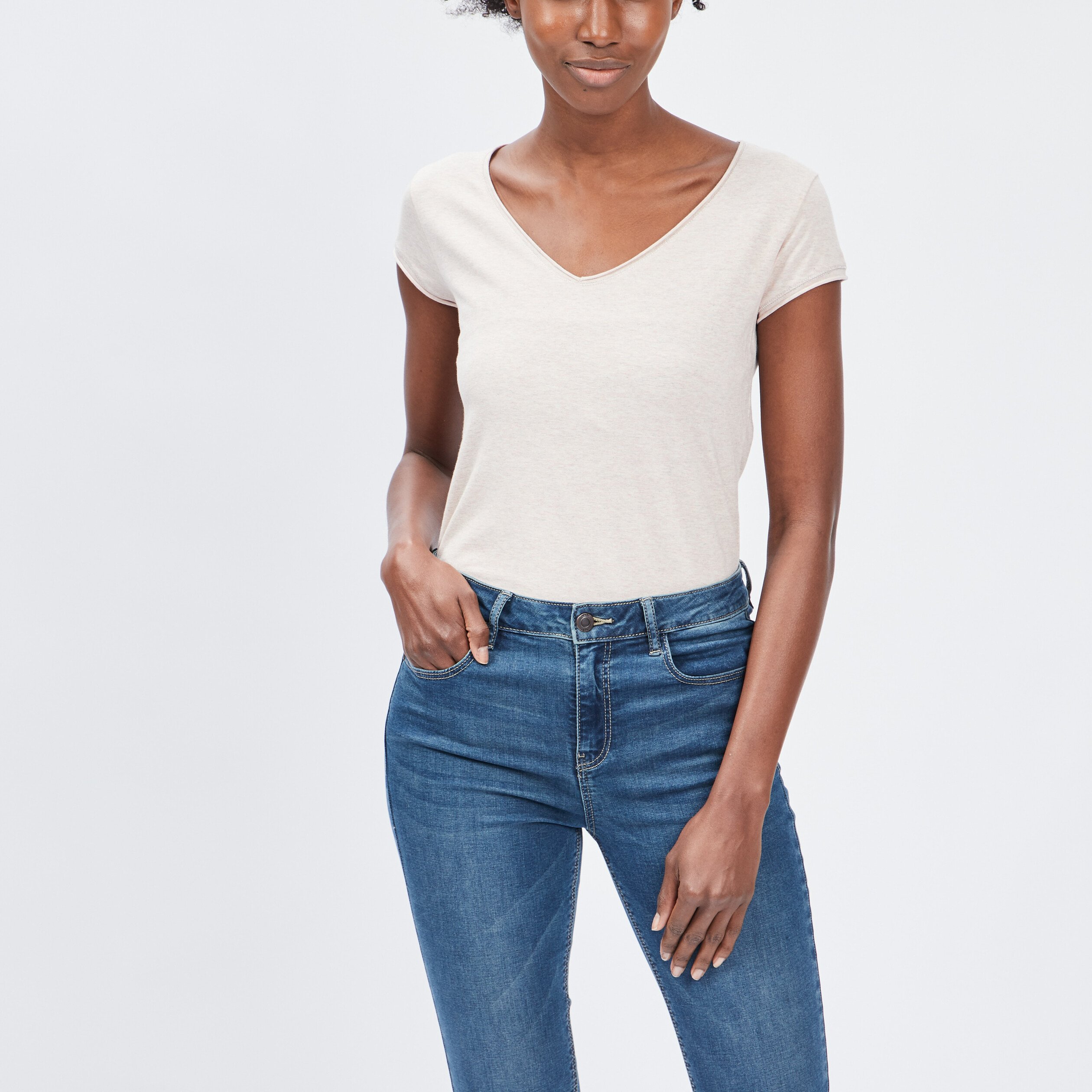 T-shirt manches courtes rose clair femme | La Halle