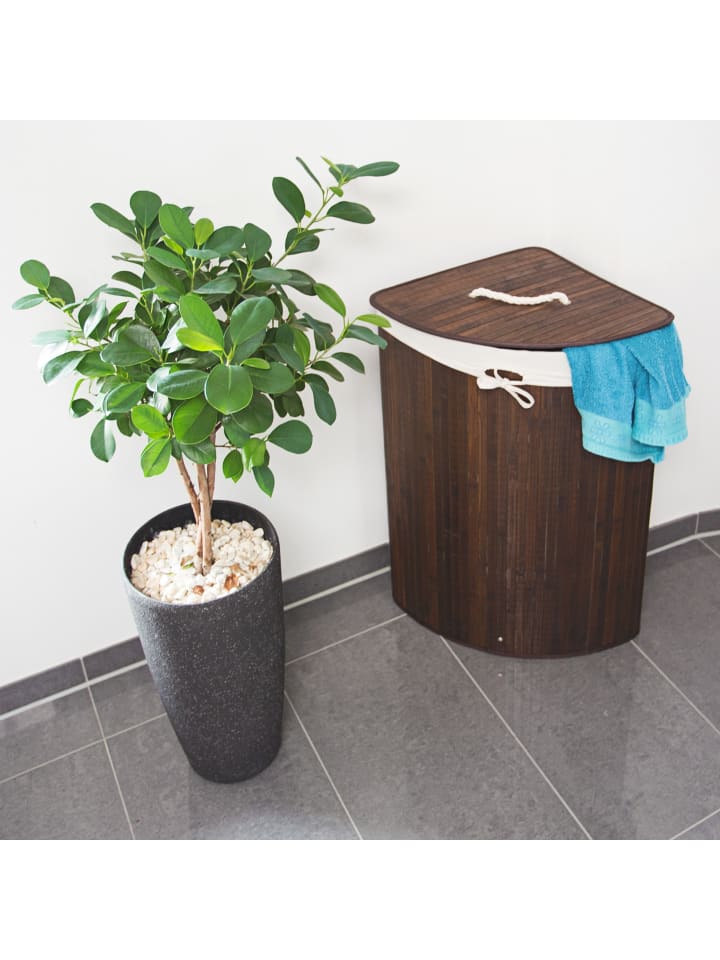 relaxdays 2 x Eckwäschekorb in Braun - (B)49,5 x (H)65 x (T)37 cm günstig kaufen onesize