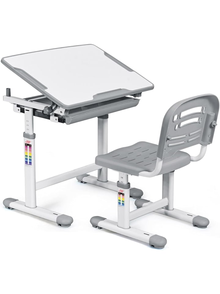 COSTWAY Schreibtisch mit Stuhl in Grau günstig kaufen onesize