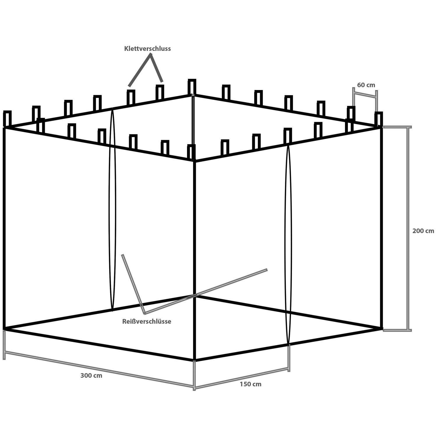 INSTENT Insektenschutz-Vorhang Moskitonetz Pavillon Fliegennetz Fliegengitter, für 3x3 Pavillon, mit Klettbändern zur Befestigung, Farbwahl