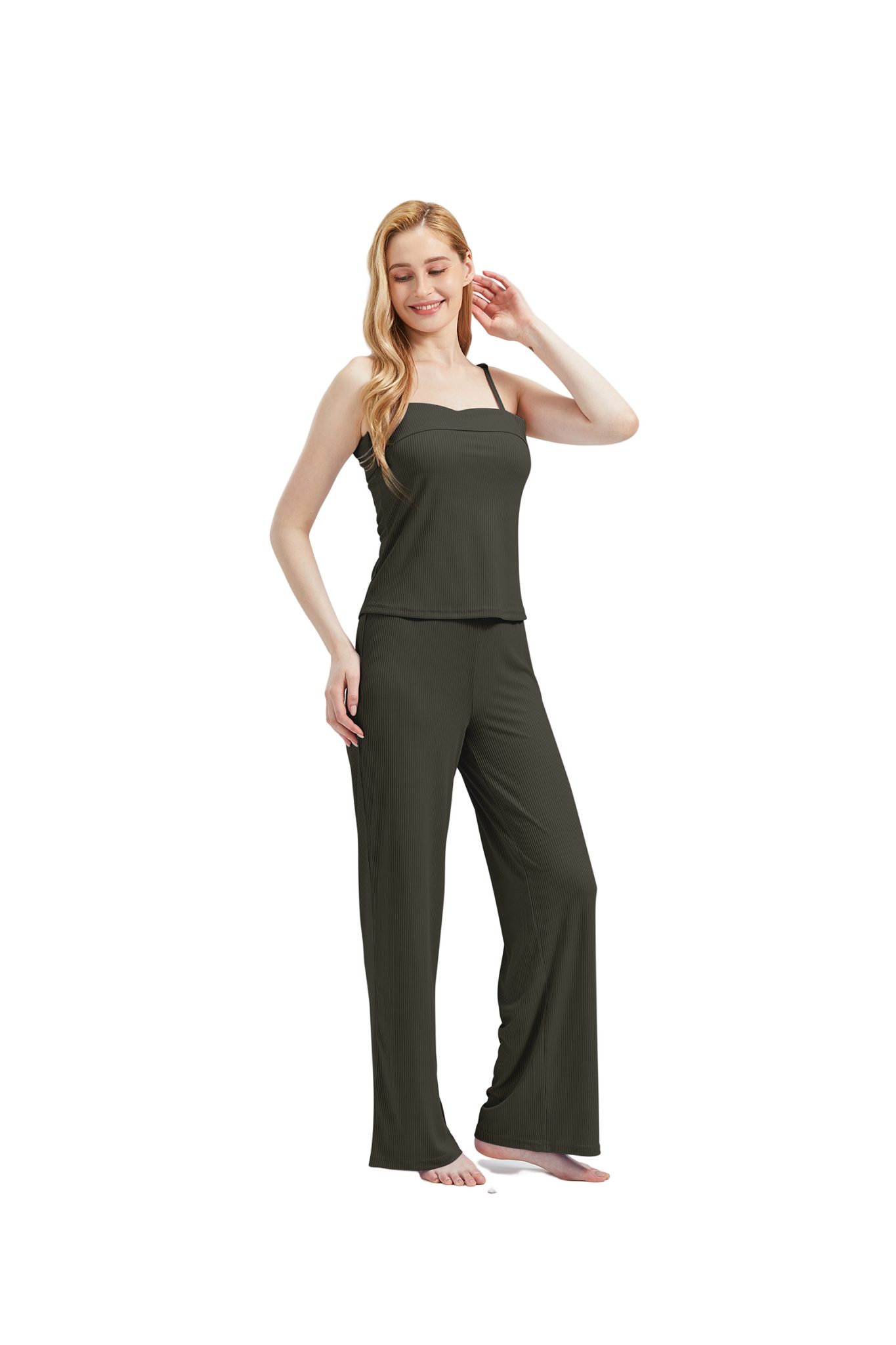RAIKOU Schlafanzug Damen Pyjama-Set Damenwäsche V-Ausschnitt (Set, 3 tlg) incl.Jacket Top Hose