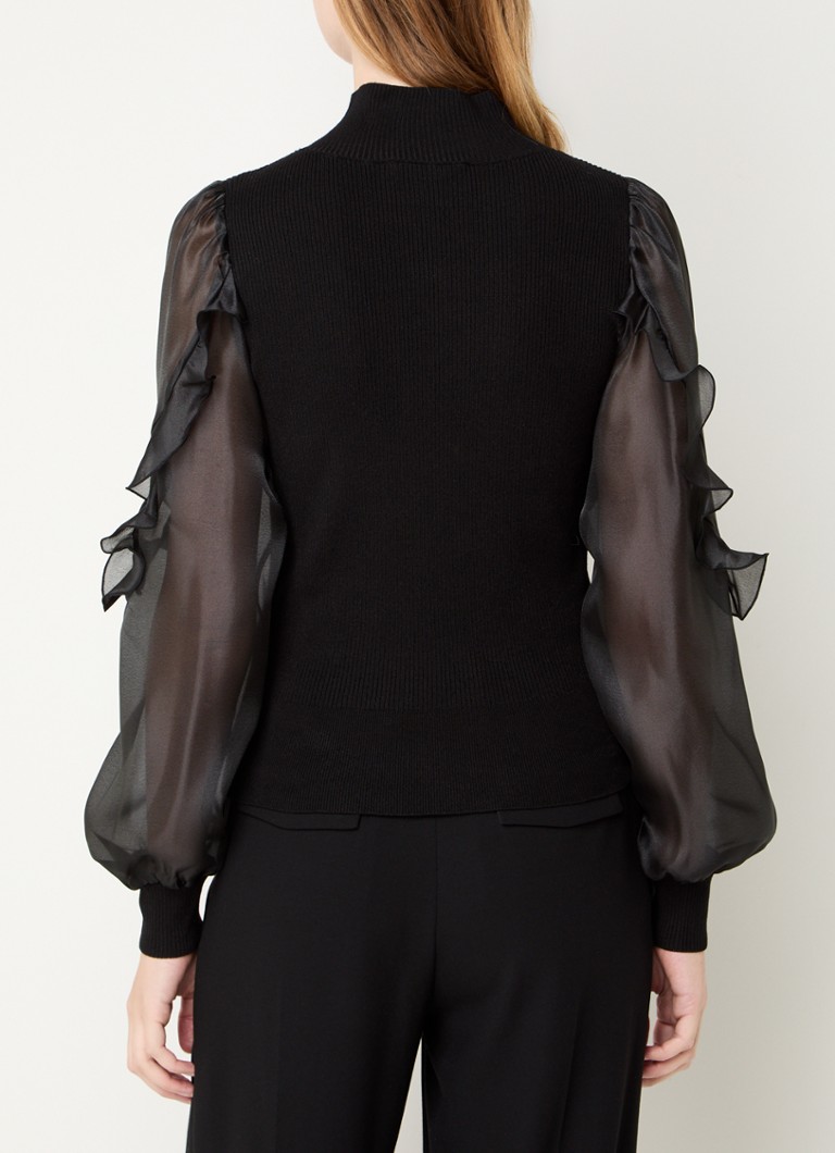 French Connection Krista rib knitted top with balloon sleeves