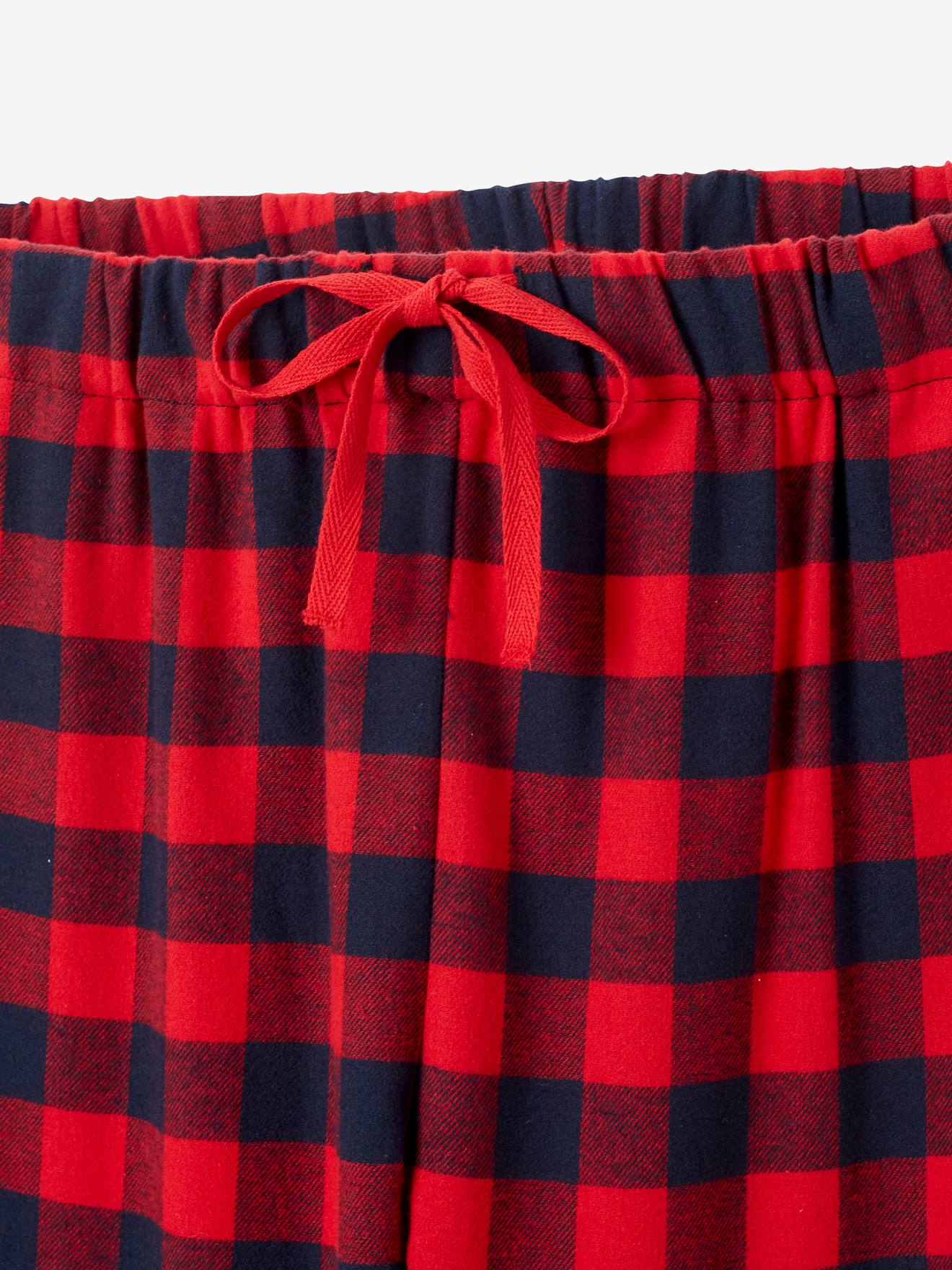 Vertbaudet Capsule Kollektion: Herren Weihnachts-Schlafanzug - wollweiß/rot/kariert