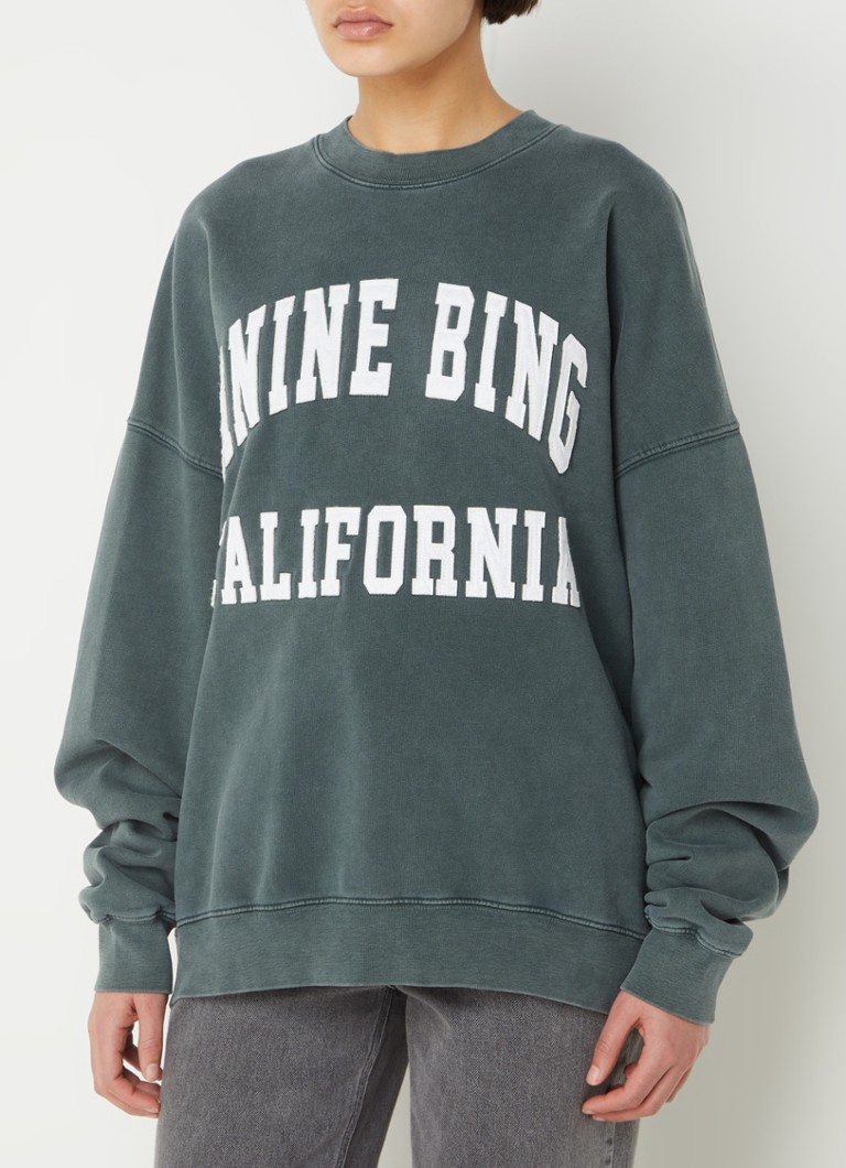 Pulover lejer Anine Bing Miles cu logo imprimat