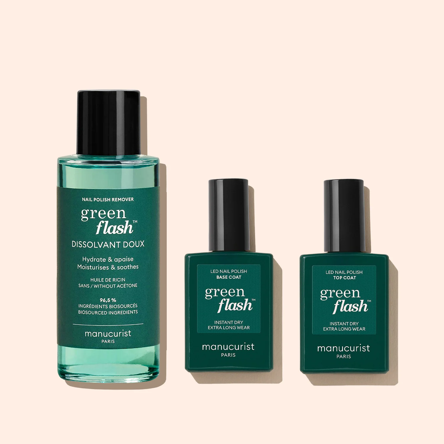 Green Flash™ LED полутрајни лак за нокте - 100ml Green Flash™ нежно средство за скидање лака за нокте