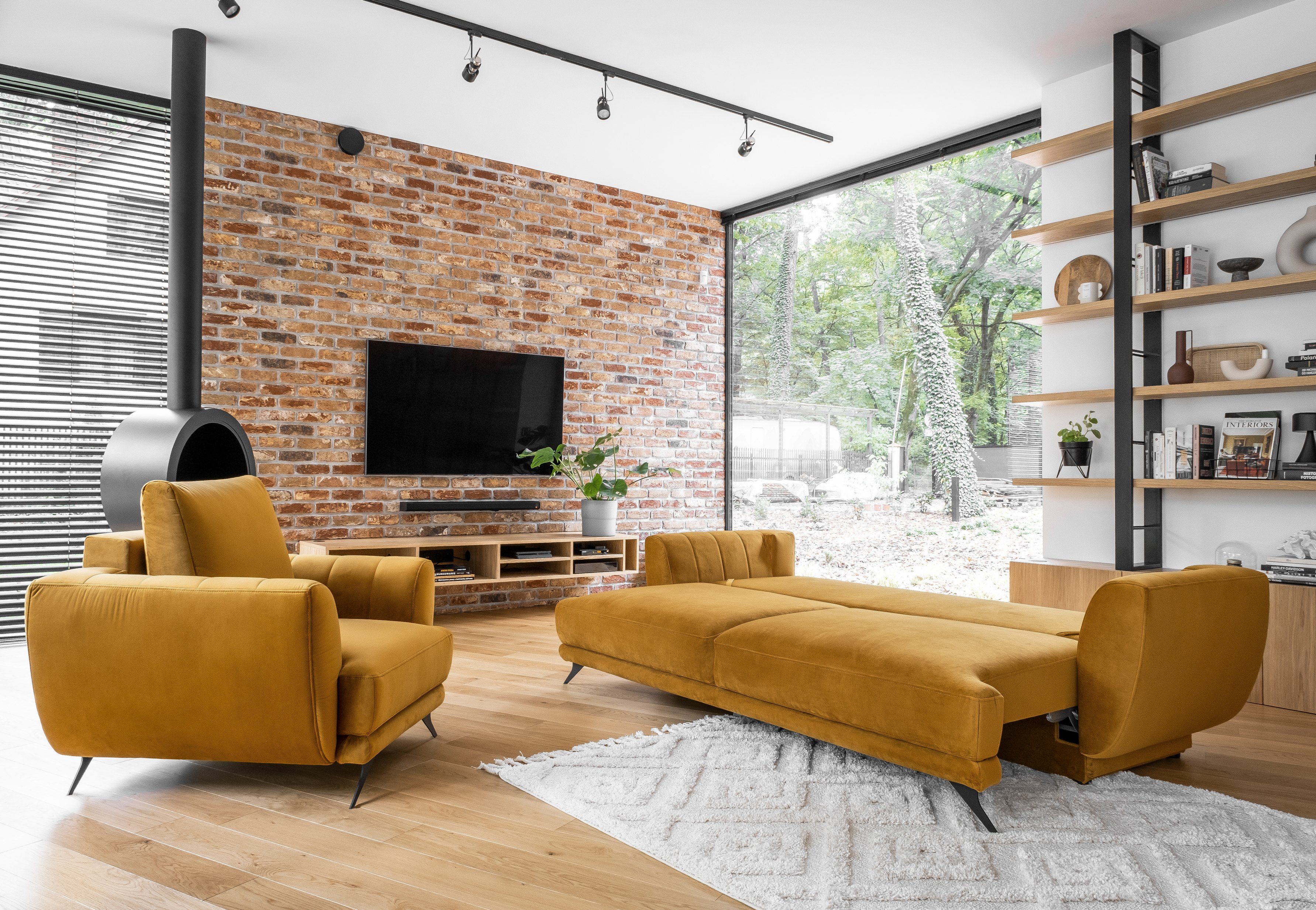Best for Home Polstergarnitur Megis, (Set, 3-tlg., 3er-Sofa mit Schlaffunktion, Sitzhocker, Sessel), Sofa mit Bettfunktion