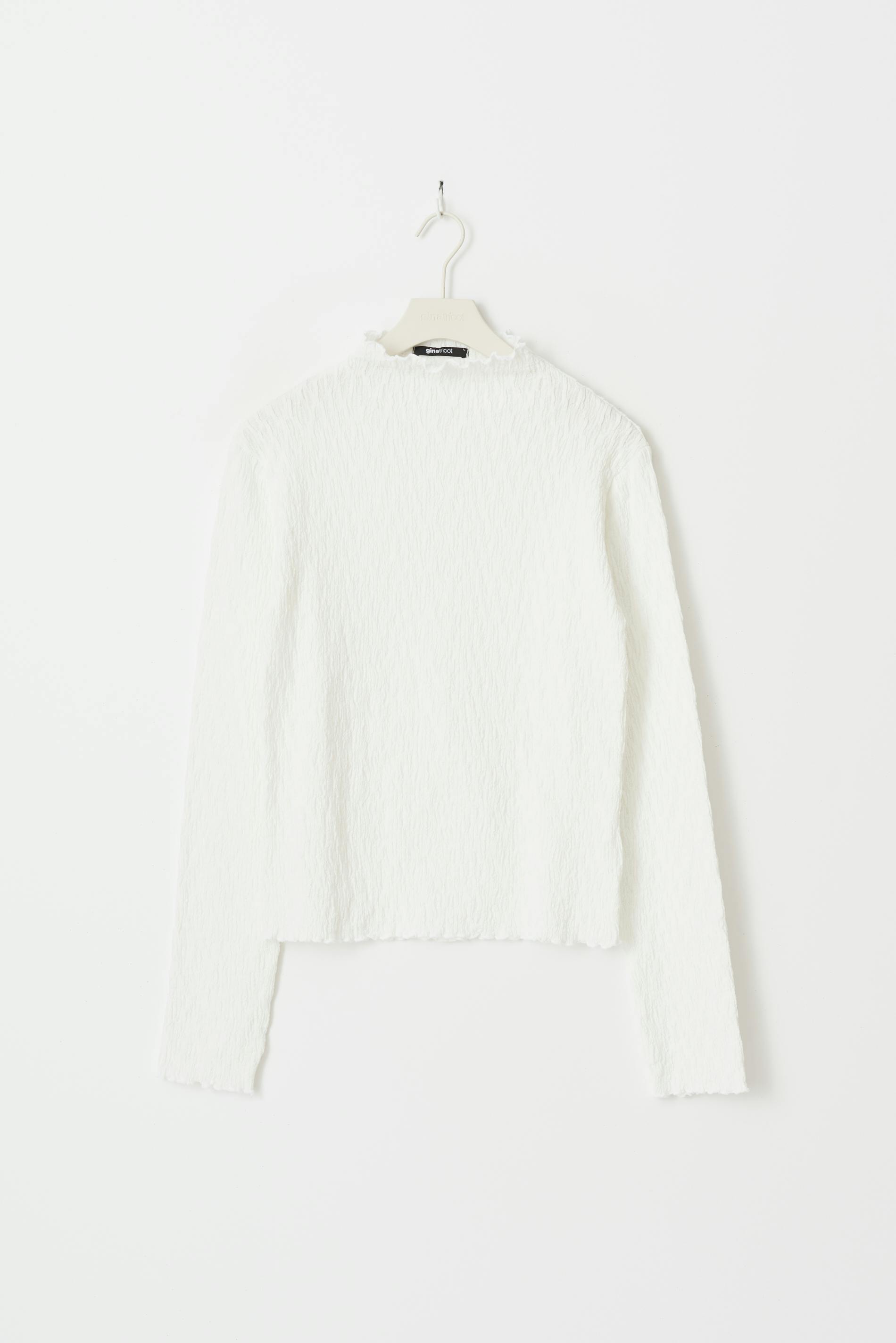 Textured funnel neck top