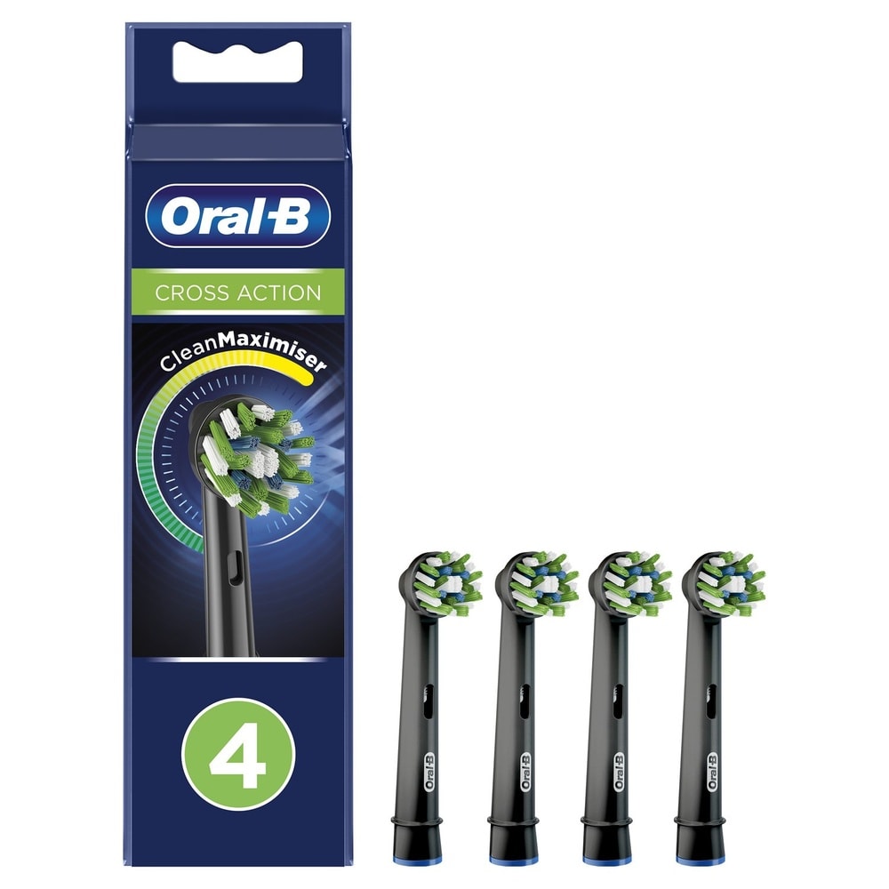 oral-b Oral-B CrossAction Brossette Avec CleanMaximiser, Noire, 4 Brossettes De Rechange