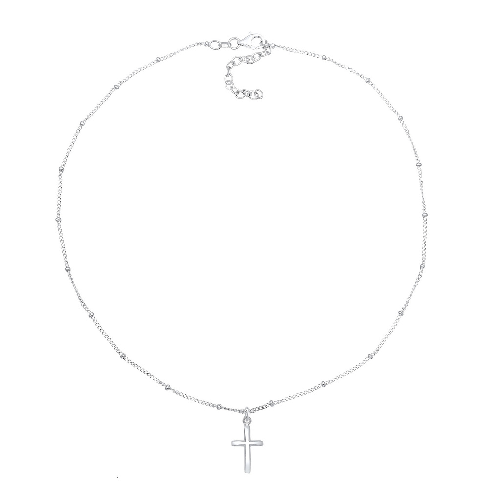 Elli Elli Collier Femmes Choker Boule Croix Foi Basique en Argent Sterling 925 collier
