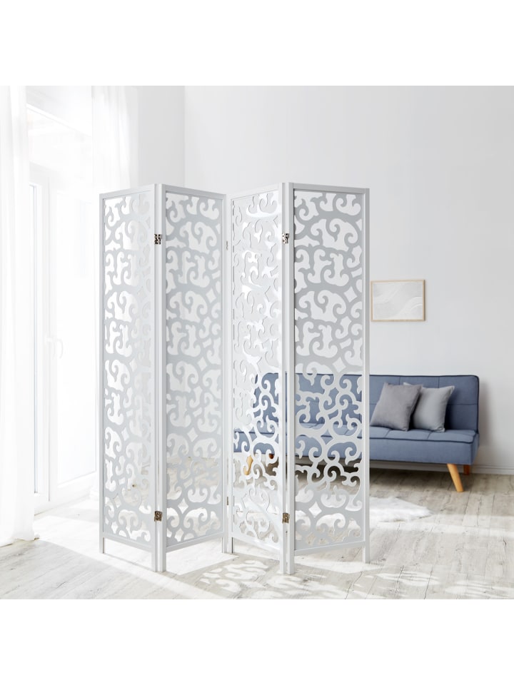 Homestyle4u 4-tlg. Paravent in Weiß 173x175 günstig kaufen onesize