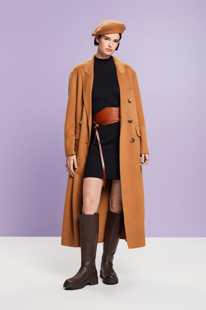 Minikleid aus Rippstrick mit Stehkragen