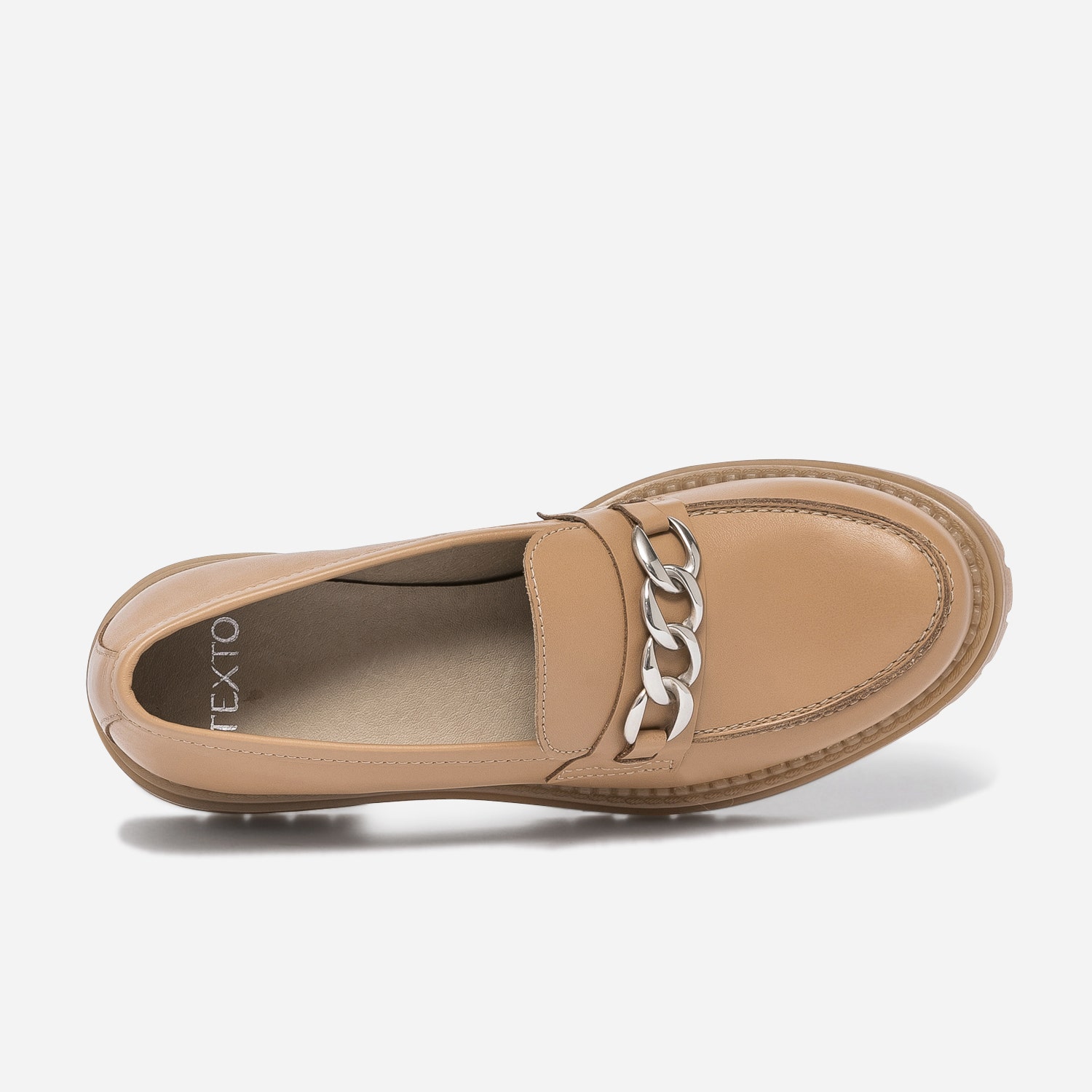 Mocassin TEXTO camel en cuir à semelle épaisse