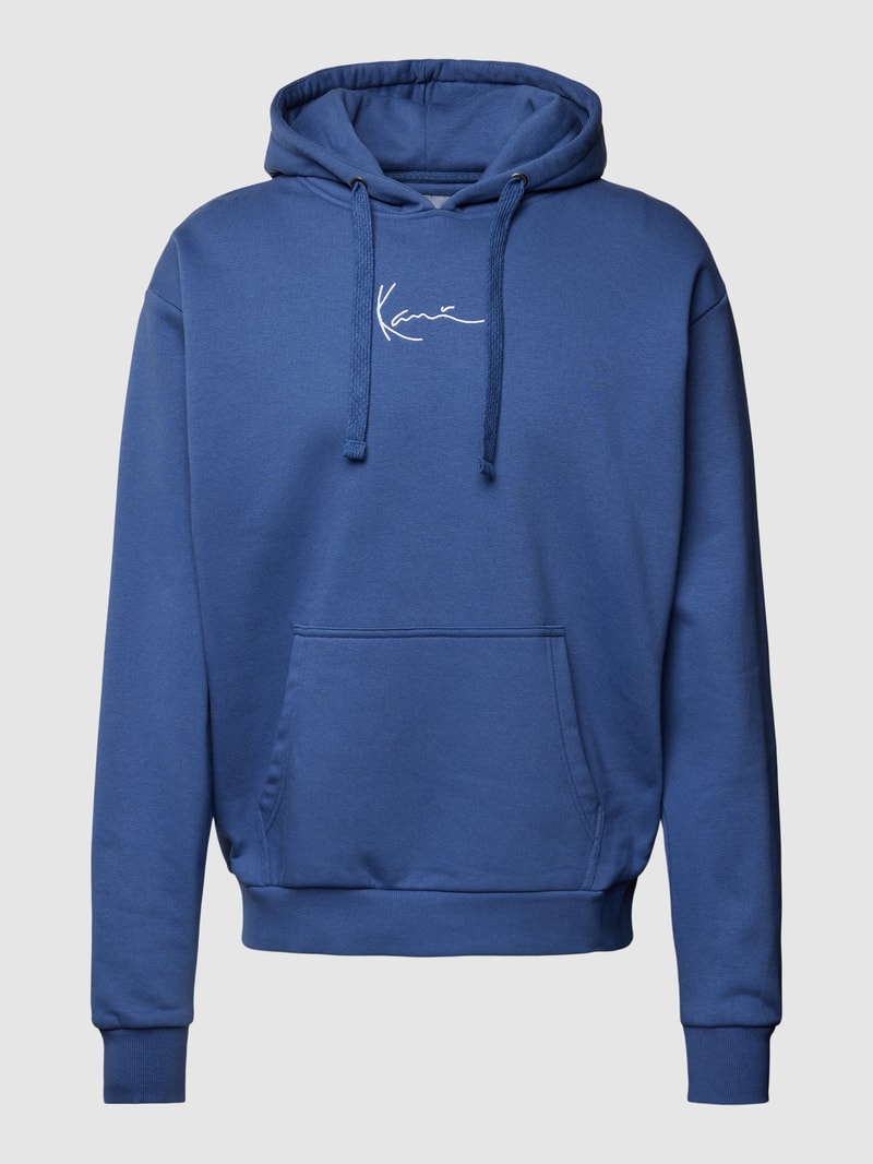 Hoodie mit Label-Stitching in dunkelblau