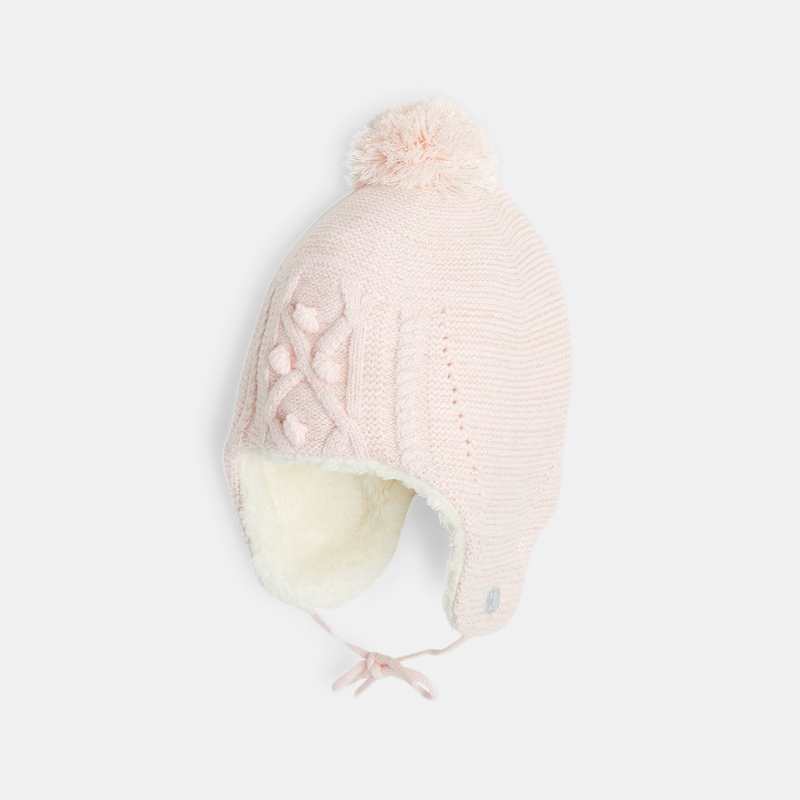 Bonnet péruvien fourré rose fille