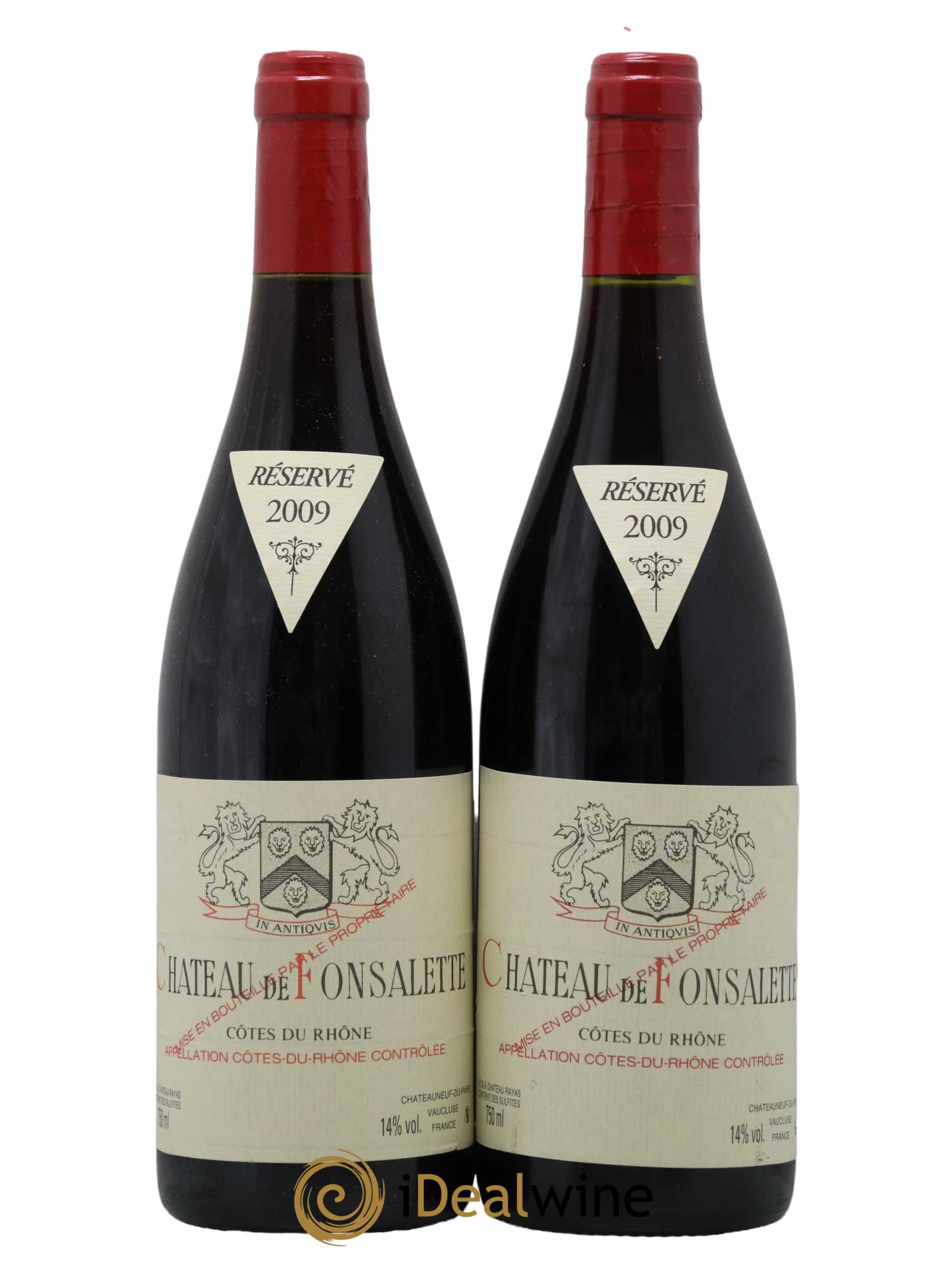 Côtes du Rhône Château de Fonsalette Emmanuel Reynaud  2009 - Lot de 2 Bouteilles