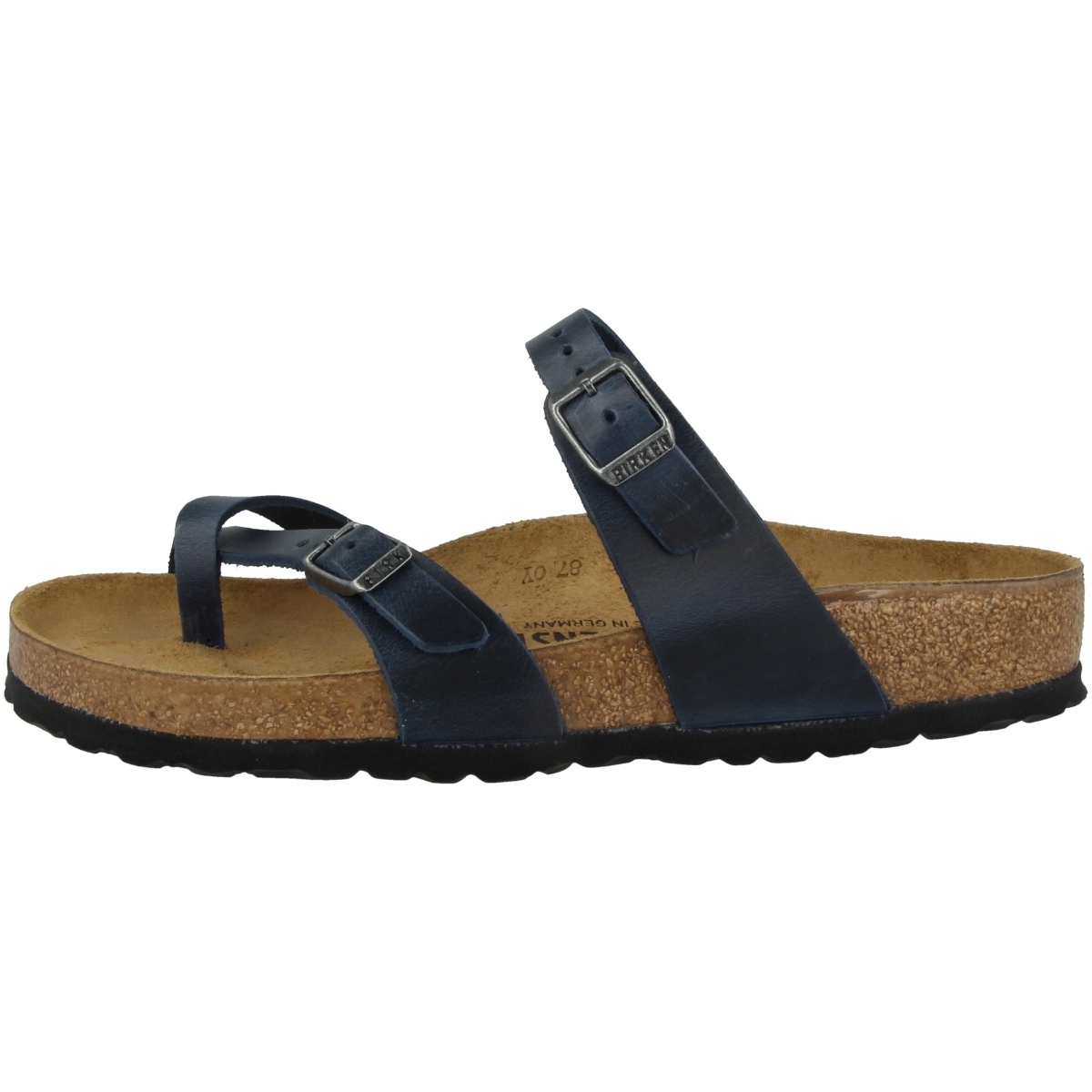 Birkenstock Mayari geöltes Nubukleder schmal Sandale blau