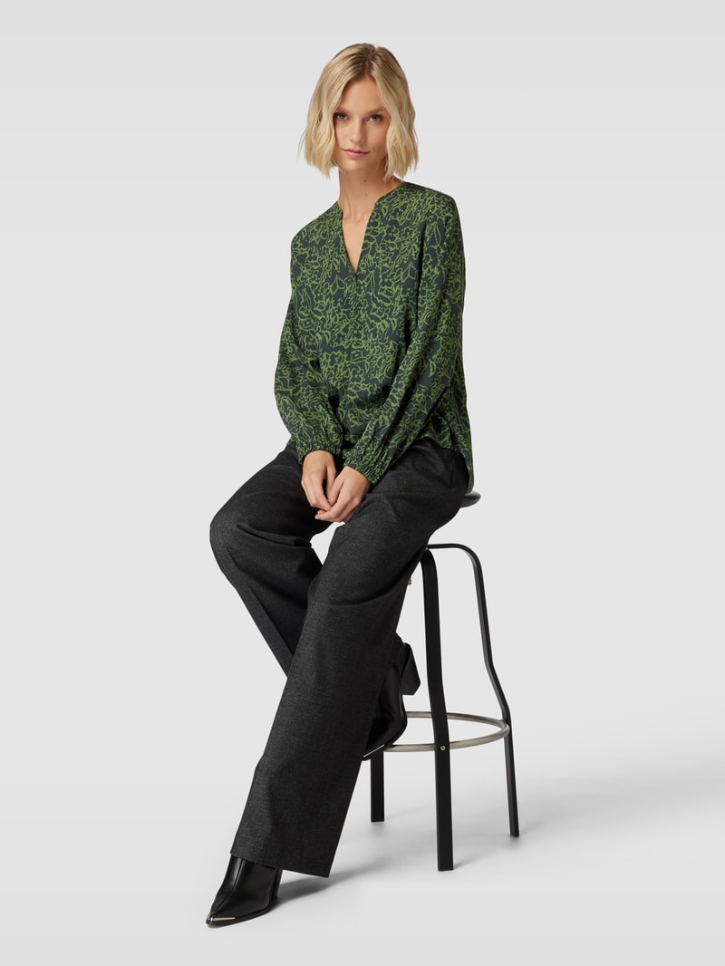 Bluse aus Viskose mit Allover-Muster in grasgrün