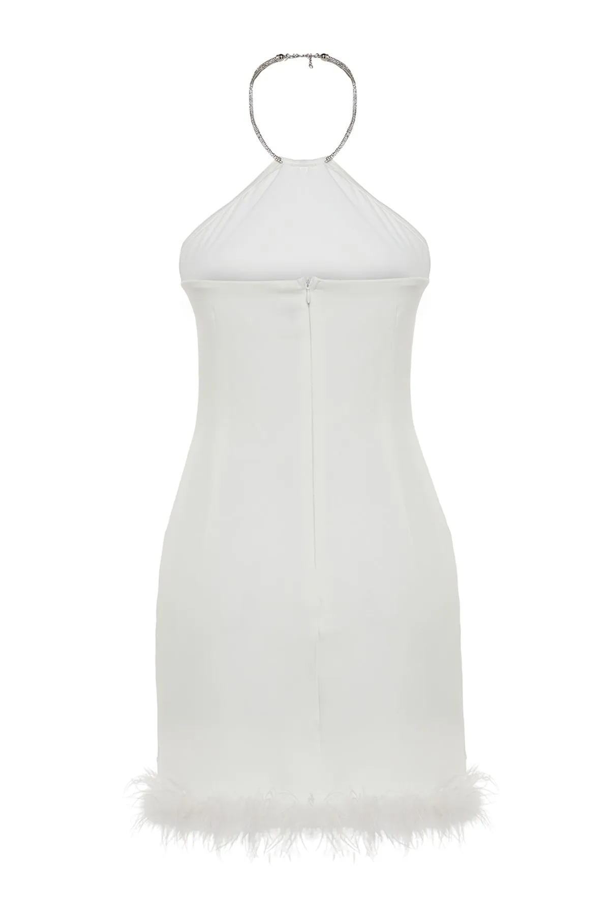 Trendyol Collection  Ecru, figurbetontes, gewebtes Otriche Shiny Stone Abendkleid TPRSS23EL00255