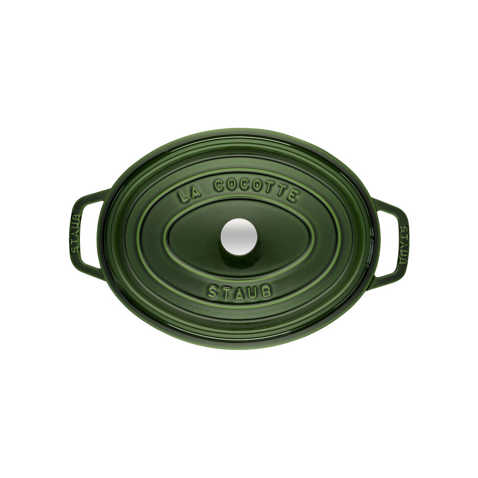 Cocotte 29 cm, oval, Basilikum-Grün, Gusseisen