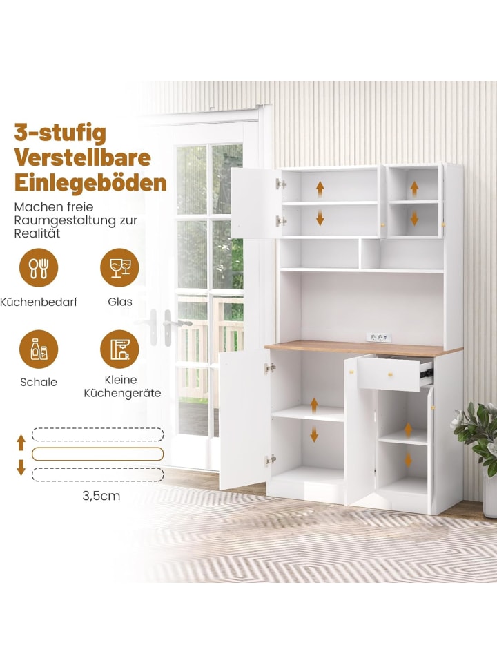 COSTWAY Küchenschrank Holz 100x40x181cm in Weiß günstig kaufen onesize