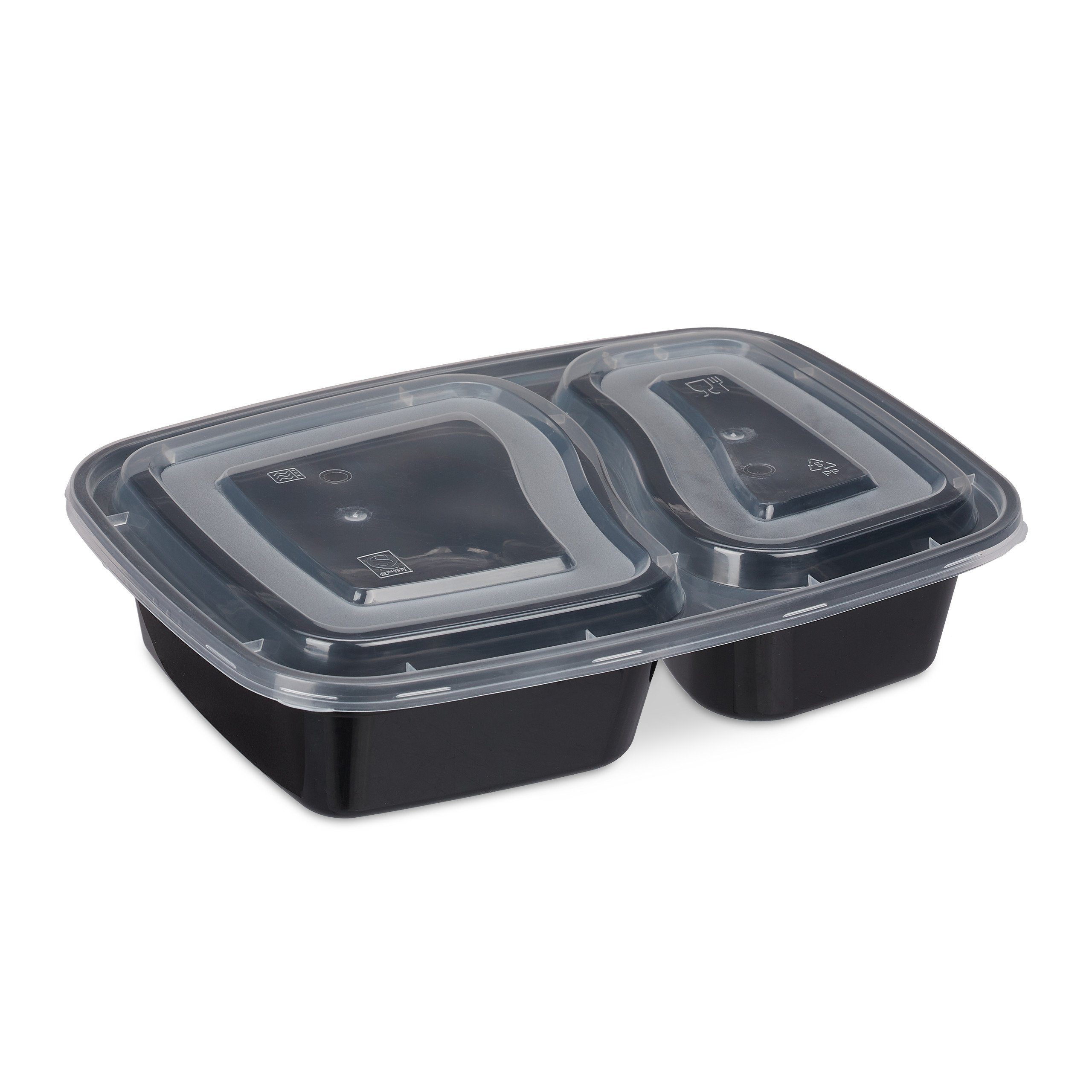 relaxdays Lunchbox 10er Set Meal Prep Boxen 2 Fächer, Kunststoff