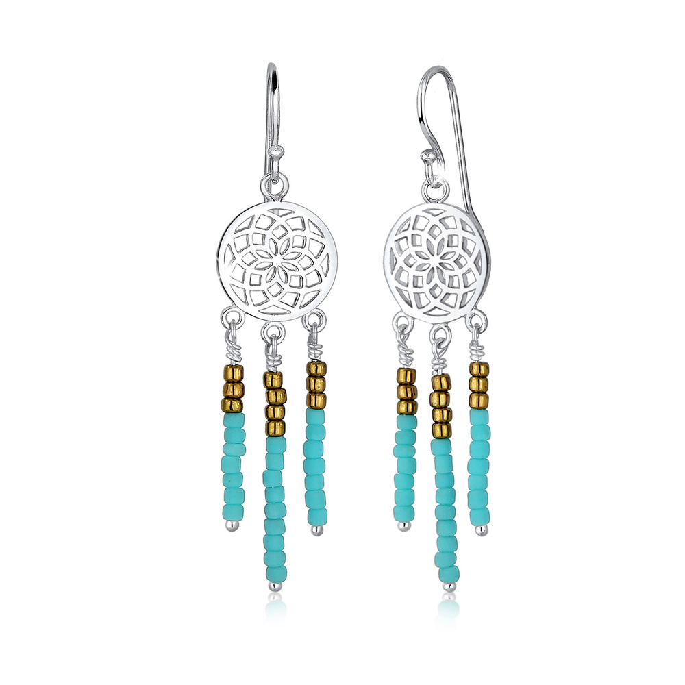 Elli Elli Boucles d'Oreilles Traumfänger Ornament Boho Festival 925 Silber Boucles d'oreilles