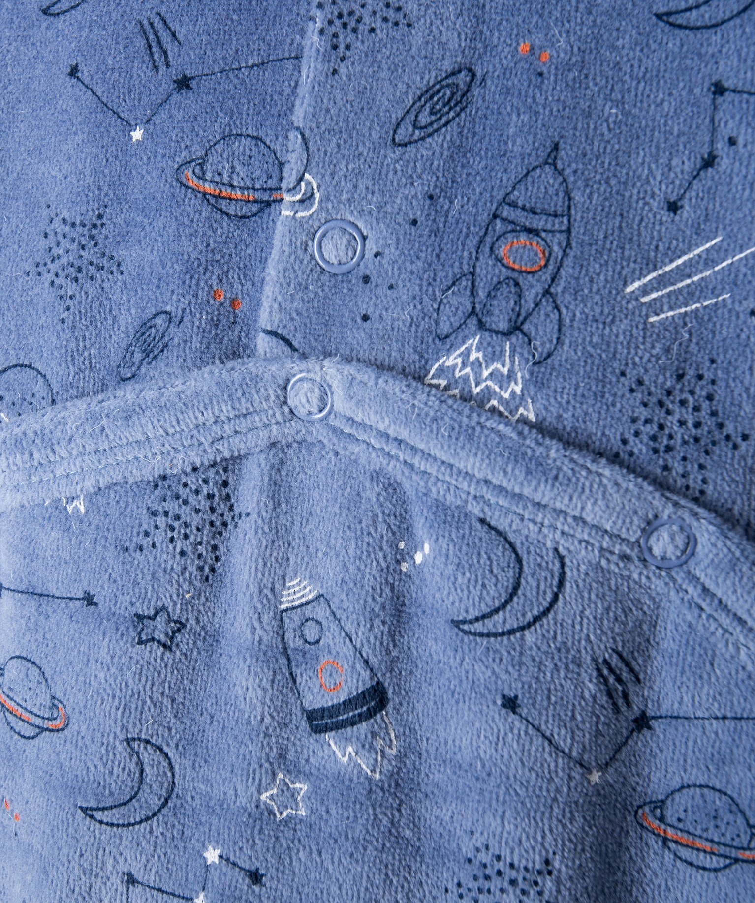 Pyjama bébé à pont-dos en velours à motifs espace bleu | GEMO