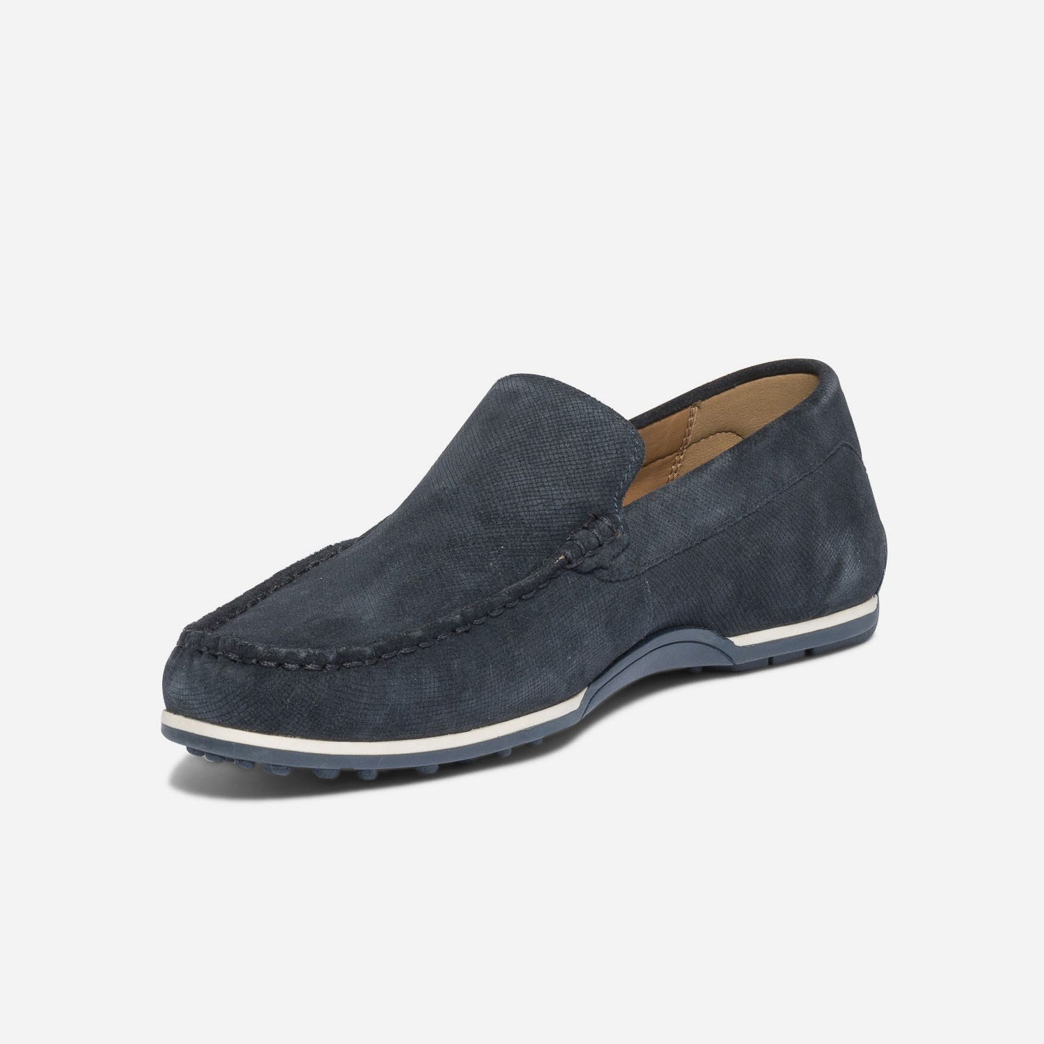 Mocassin marine en cuir velours