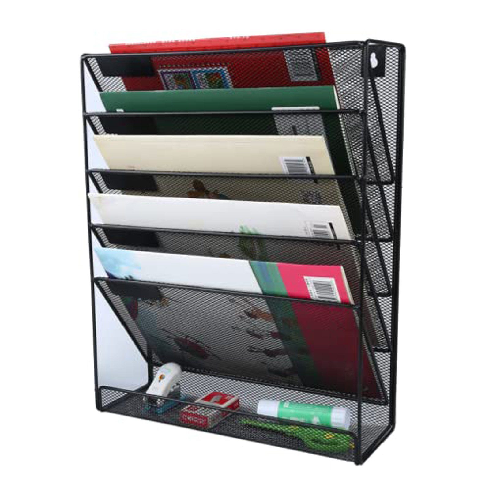 CALIYO Zeitungsständer Zeitschriftenhalter Wand, Prospekthalter A4, Zeitschriften Wandhalter, 32.3 x 10.5 x 42.5 cm, schwarz